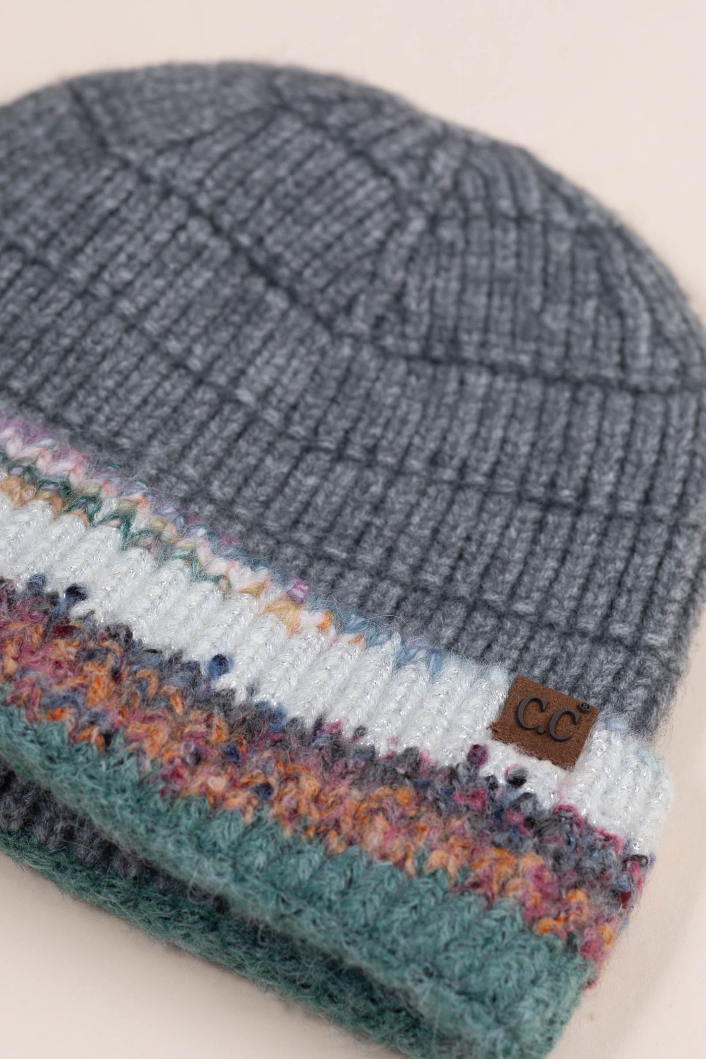 Gray Multi Marled Yarn Cuff Beanie