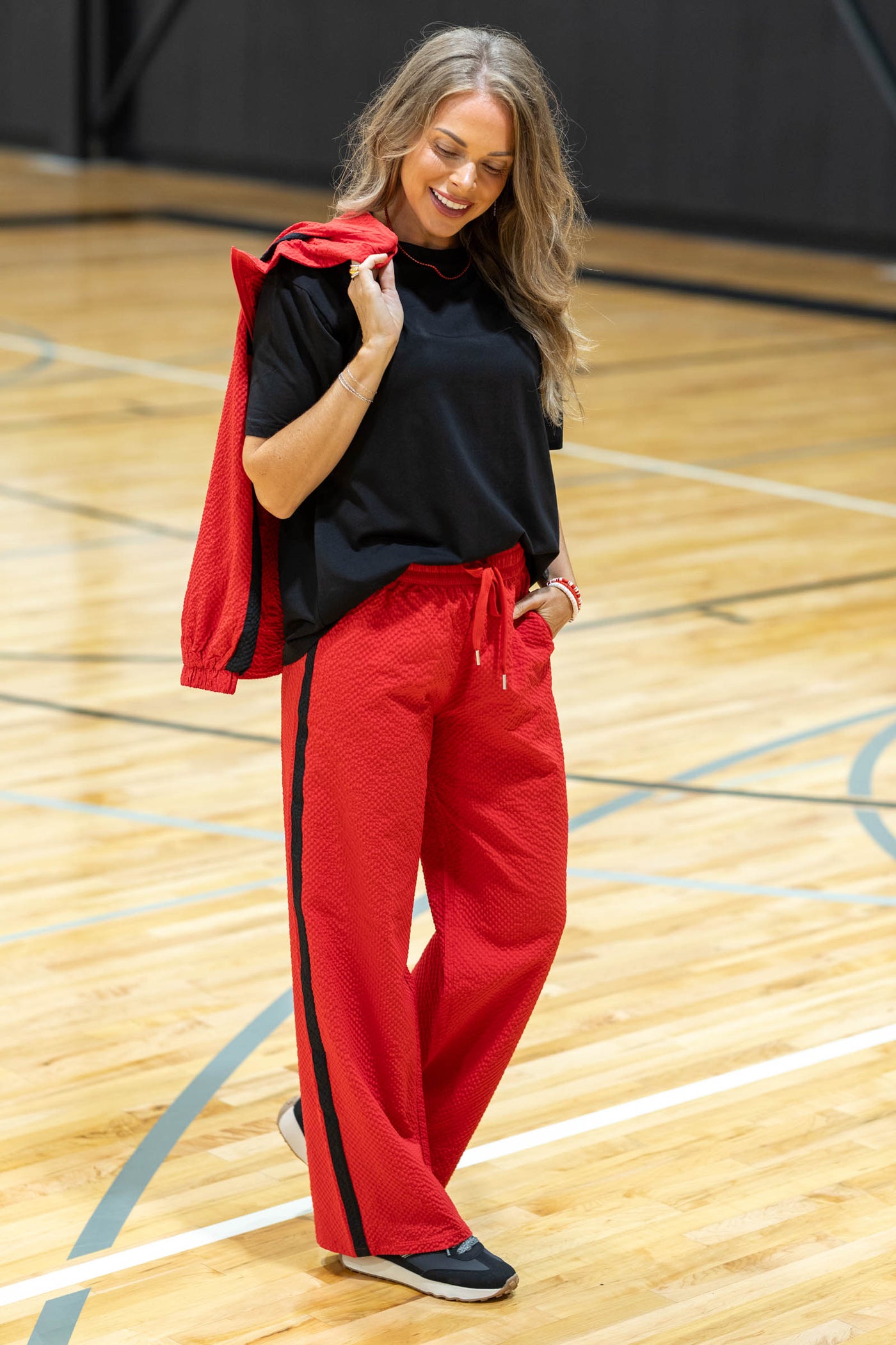 Home Team Windbreaker Pants With Contrast Stripe by Filly Flair