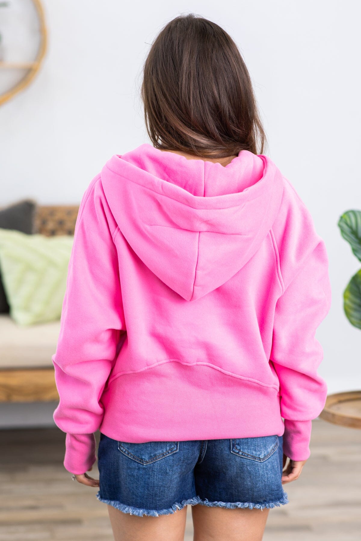 Pink 1/4 Zip Hooded Sweatshirt - Filly Flair