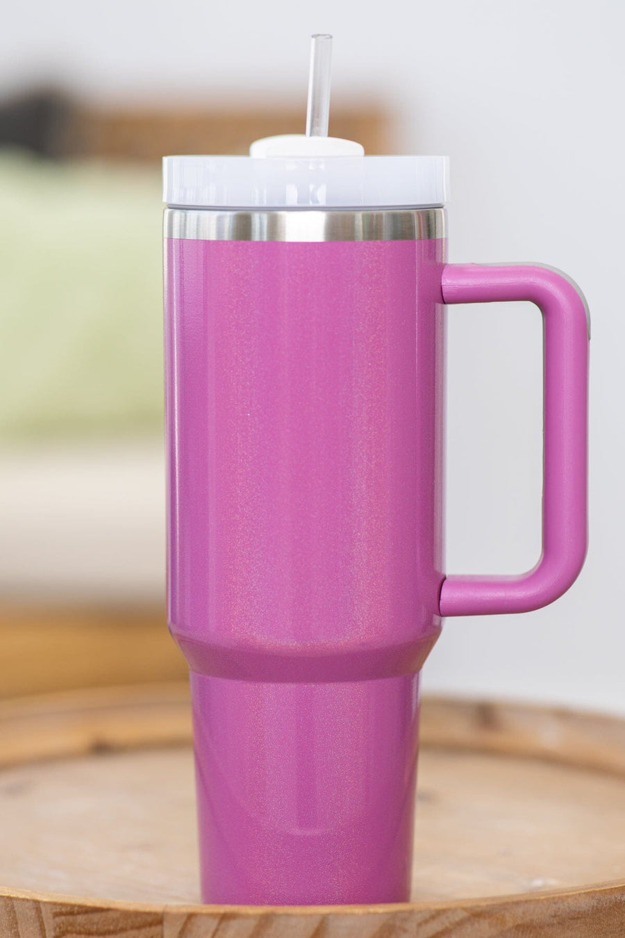 Pink Holographic 40oz Tumbler With Handle - Filly Flair