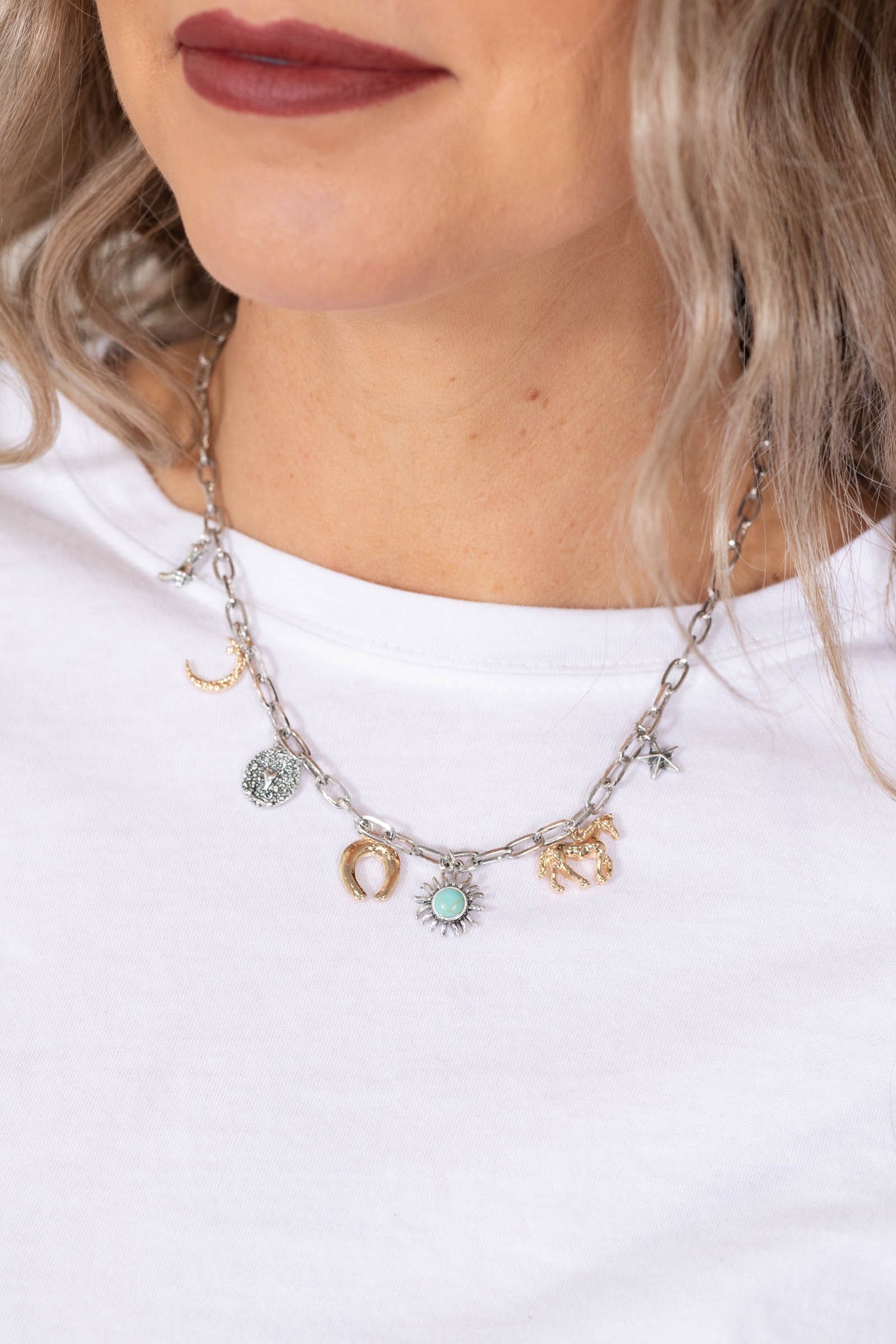 Silver Western Charm Necklace