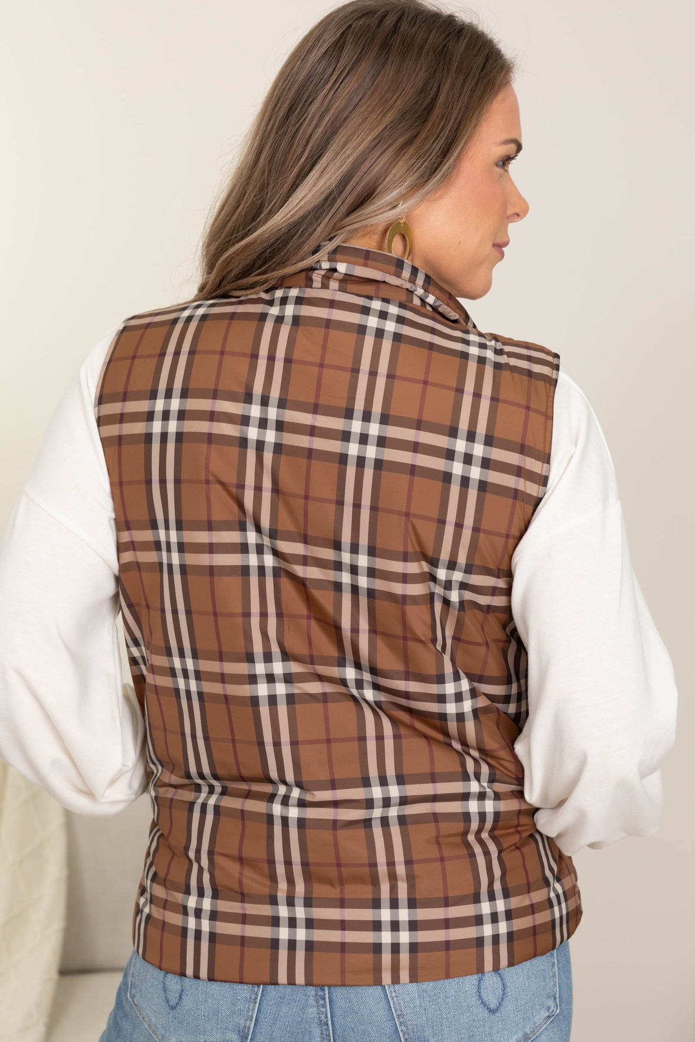 Mocha Front Zip Up Padding Vest