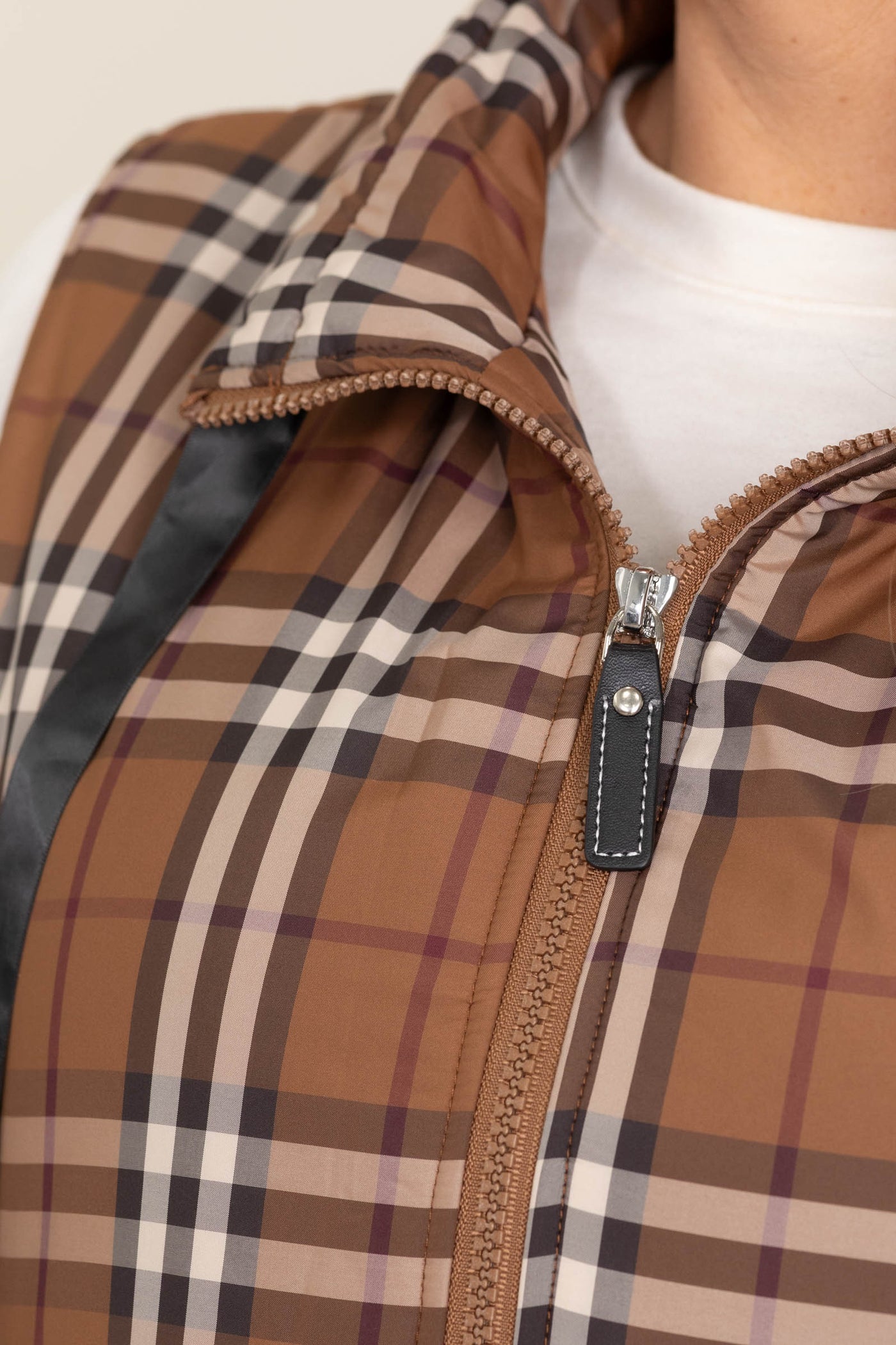 Mocha Front Zip Up Padding Vest