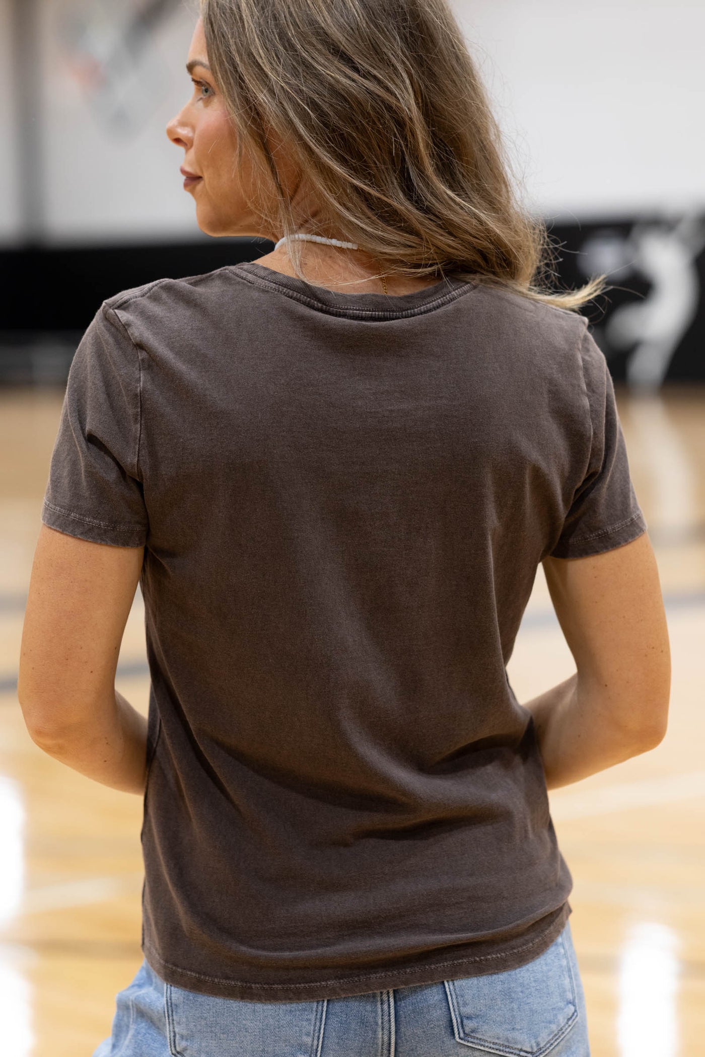 Brown With Pink Game Day Camo Print Knit Tee
