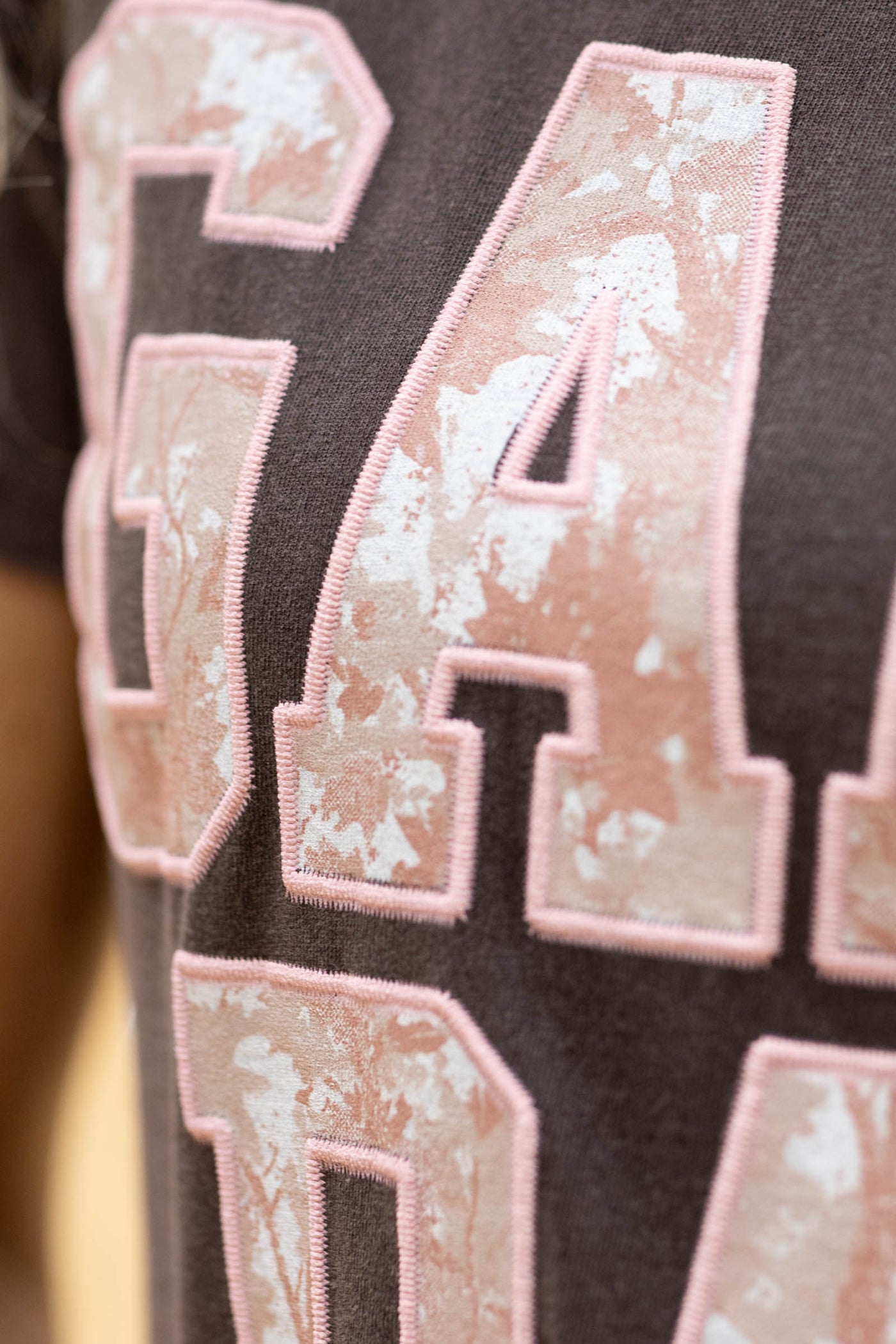 Brown With Pink Game Day Camo Print Knit Tee