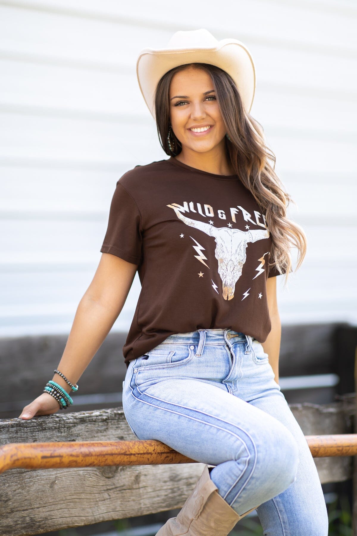 Brown Wild & Free Graphic Tee - Filly Flair
