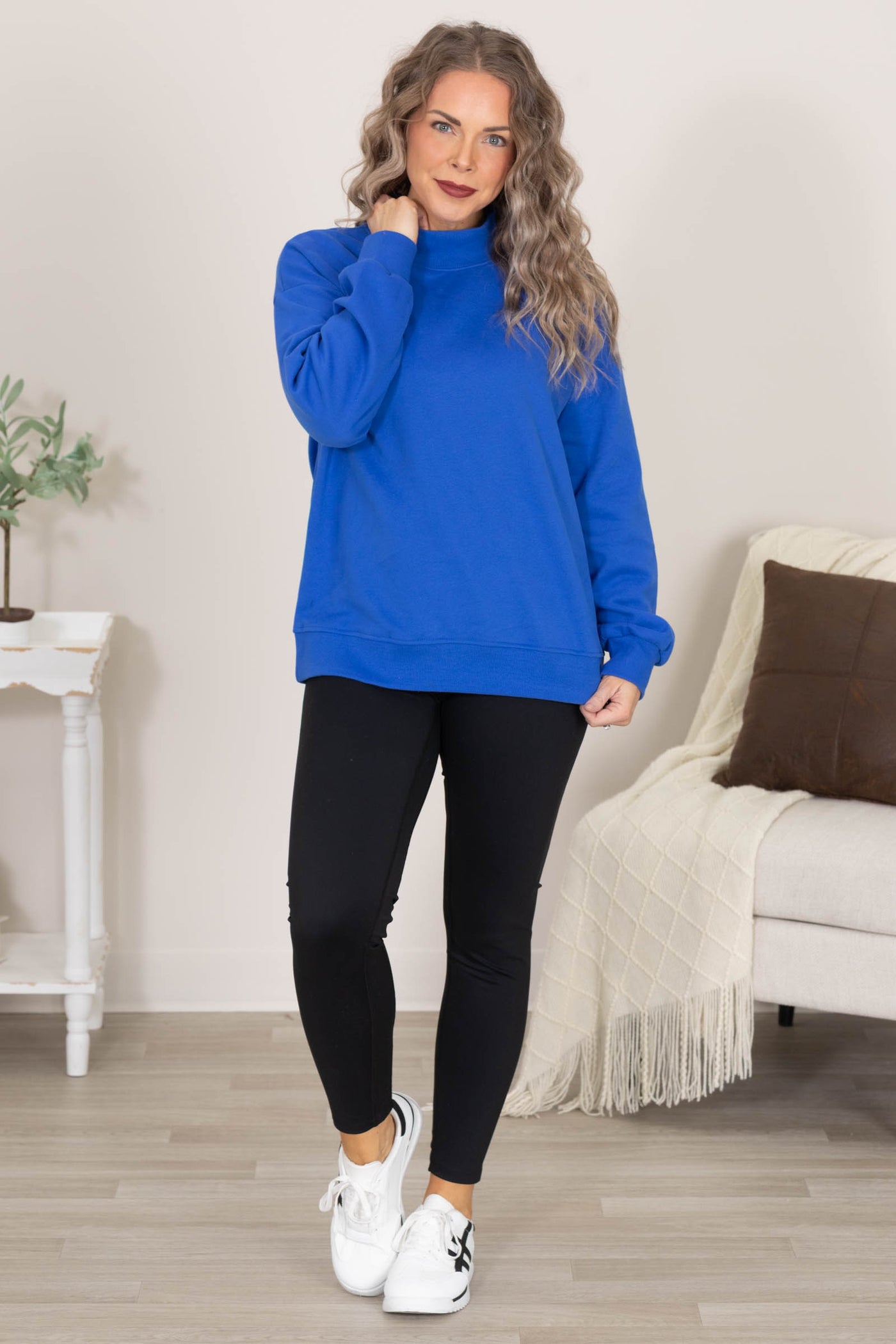 Solid Mock Neck Sweatshirts