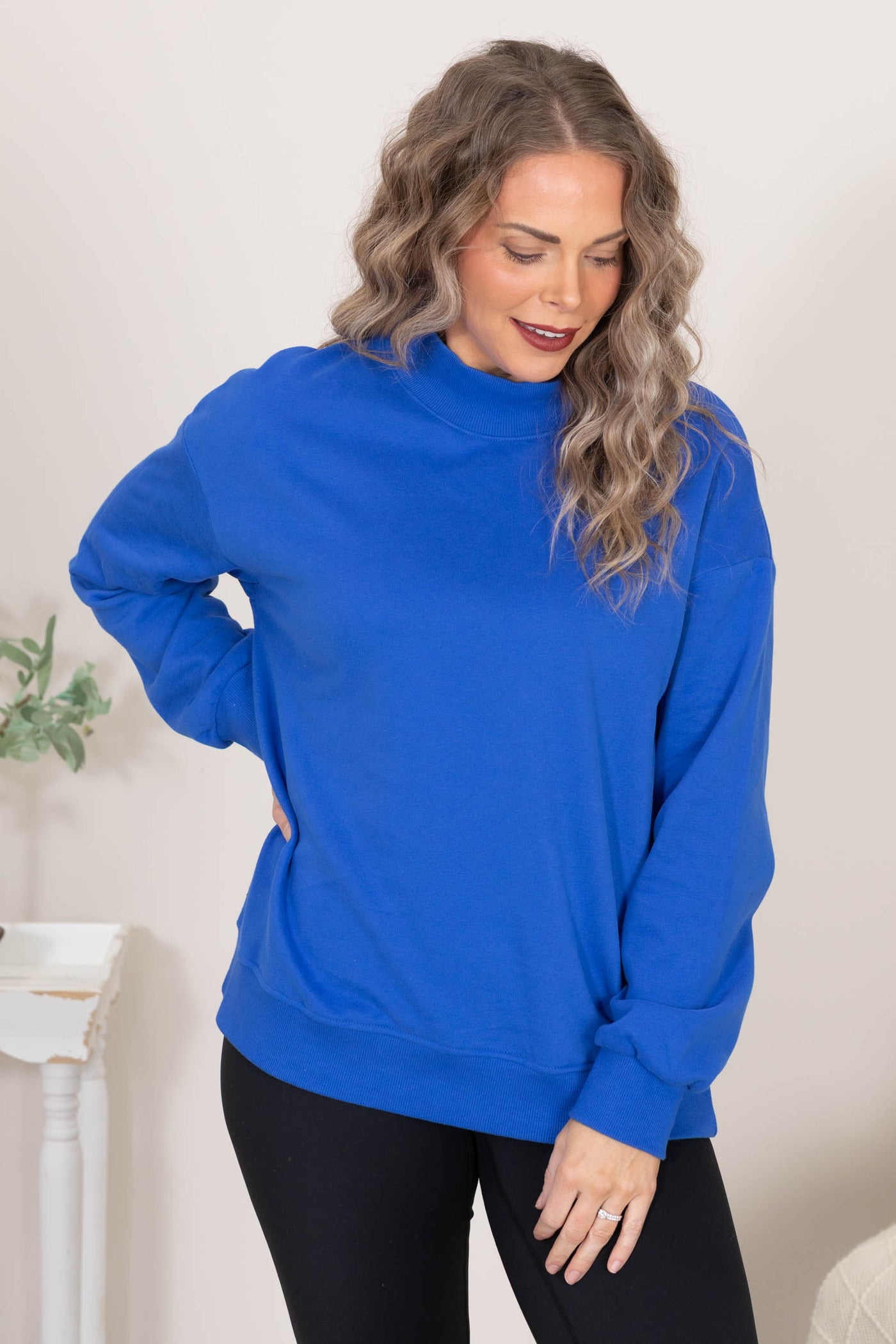 Solid Mock Neck Sweatshirts