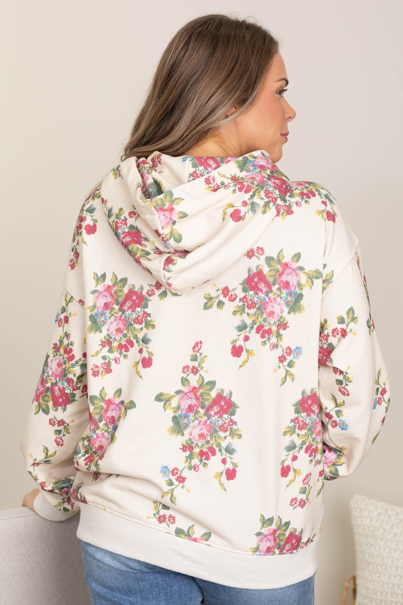 Floral Printed Fleece Hoodies