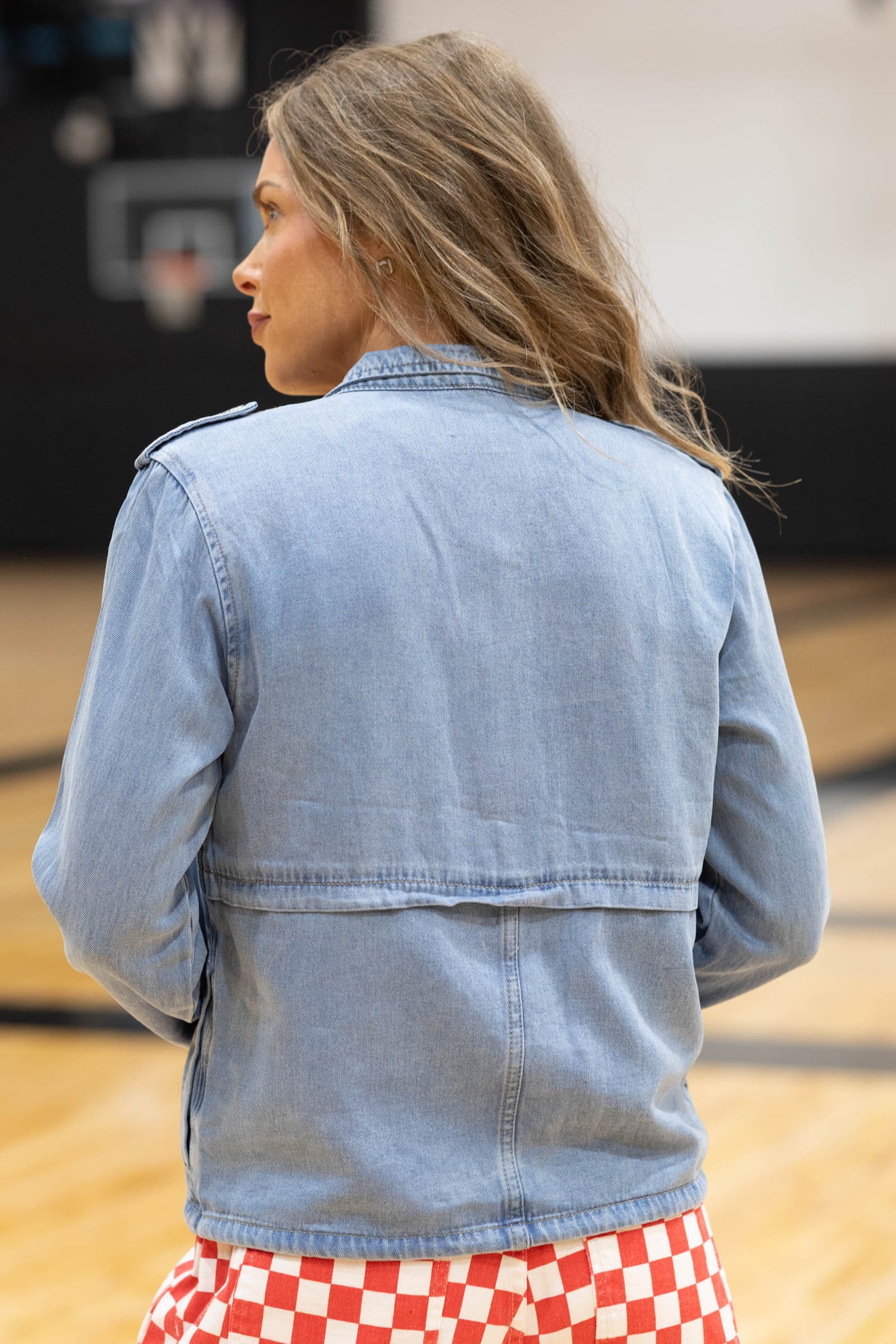 Mica Medium Denim Jacket With Cinched Waist