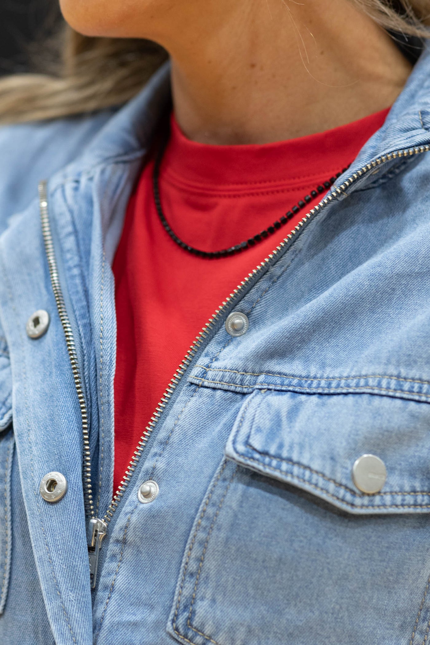 Mica Medium Denim Jacket With Cinched Waist