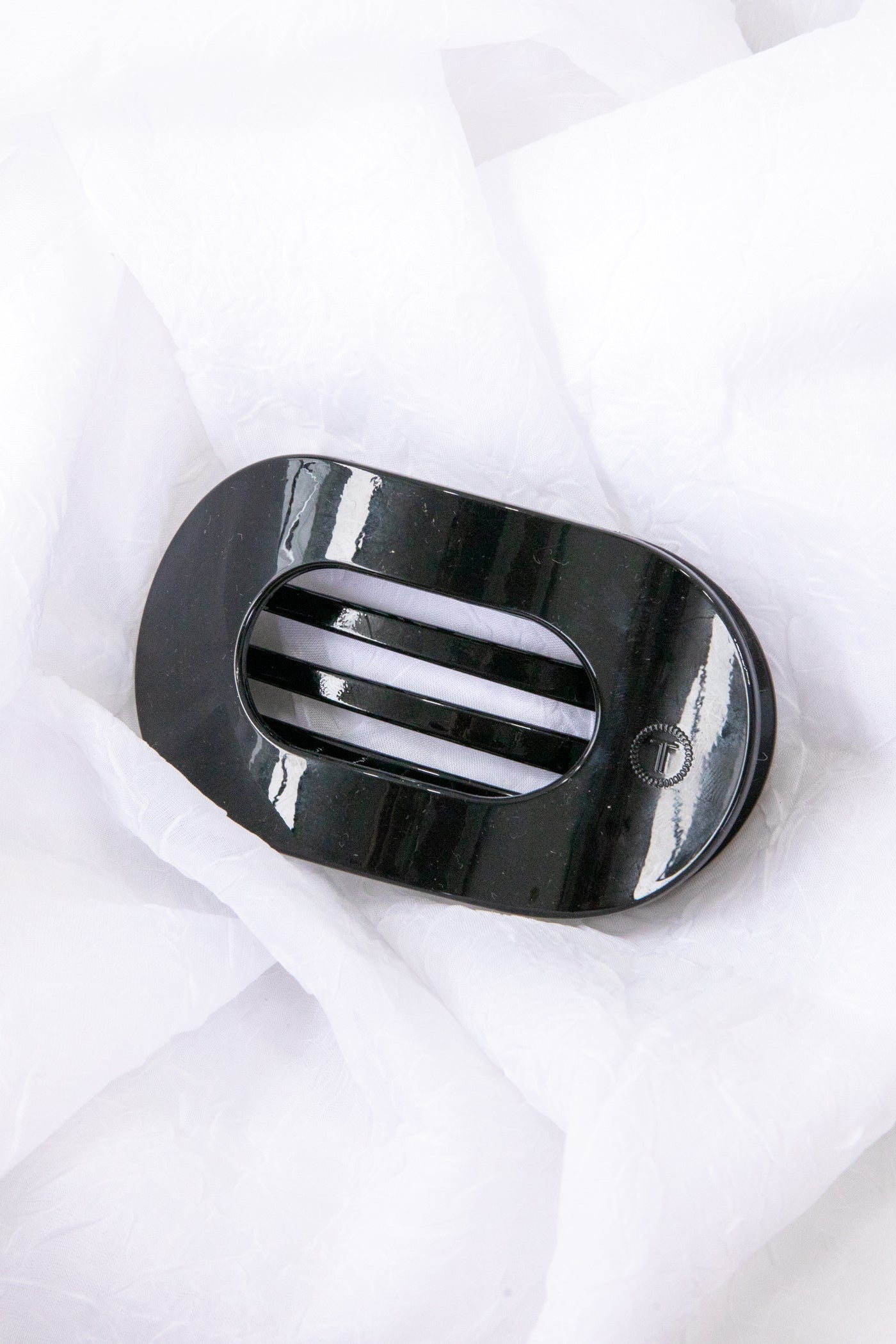 Jet Black Flat Round Hair Clip
