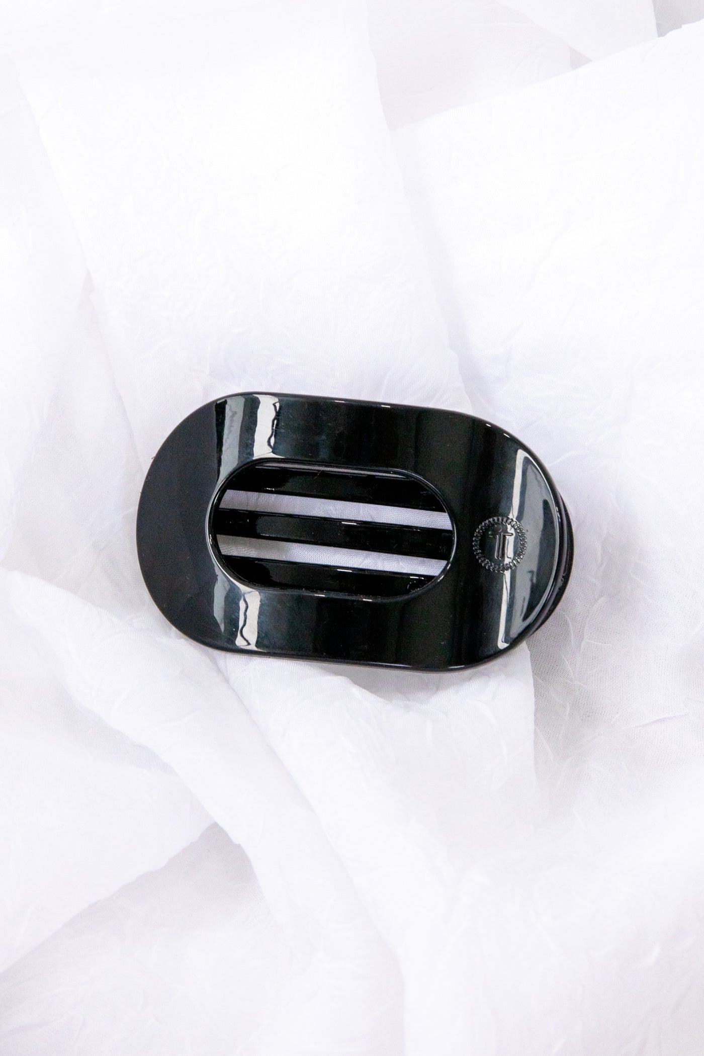 Jet Black Flat Round Hair Clip