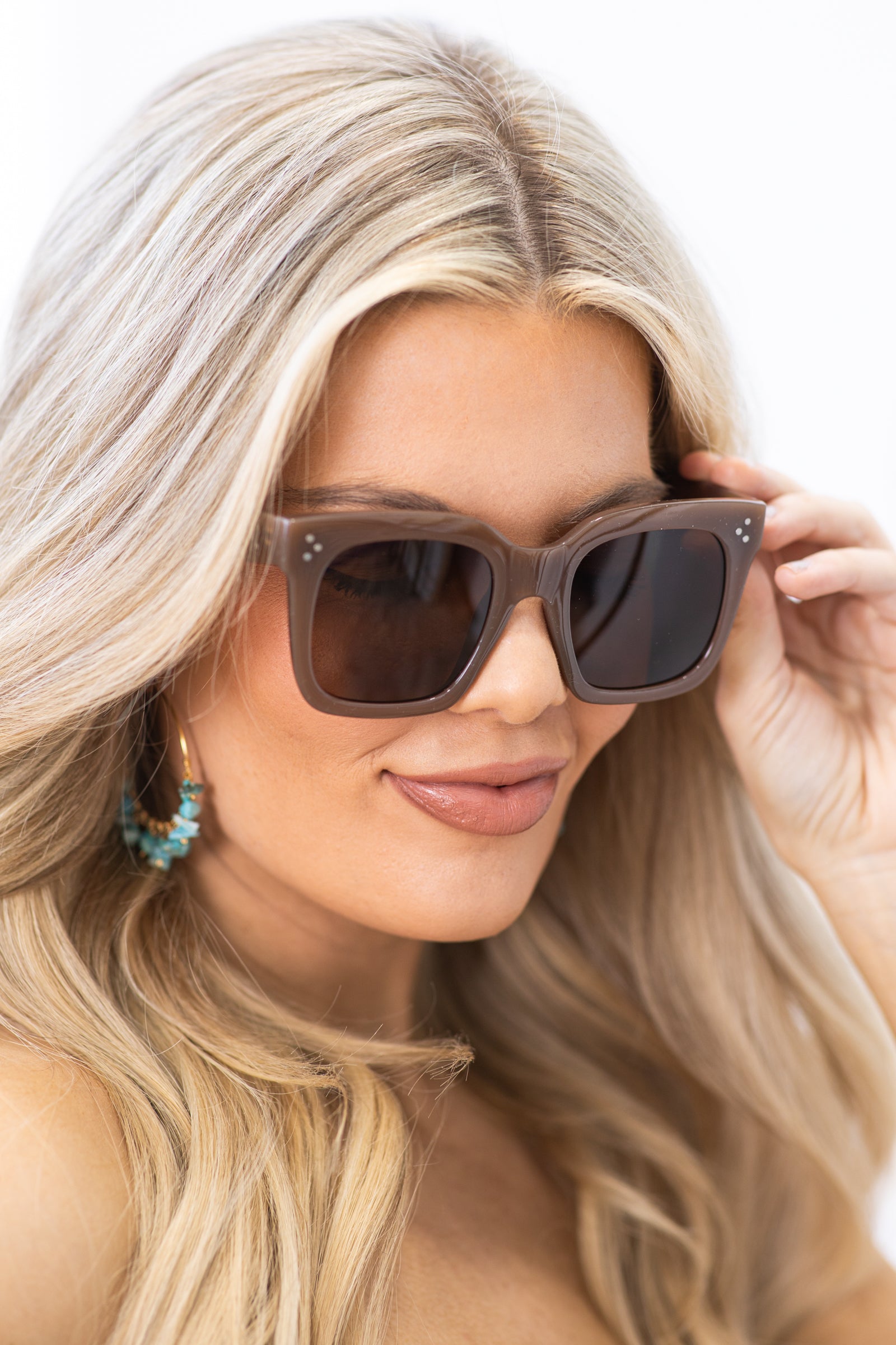Brown Square Acetate Frame Sunglasses
