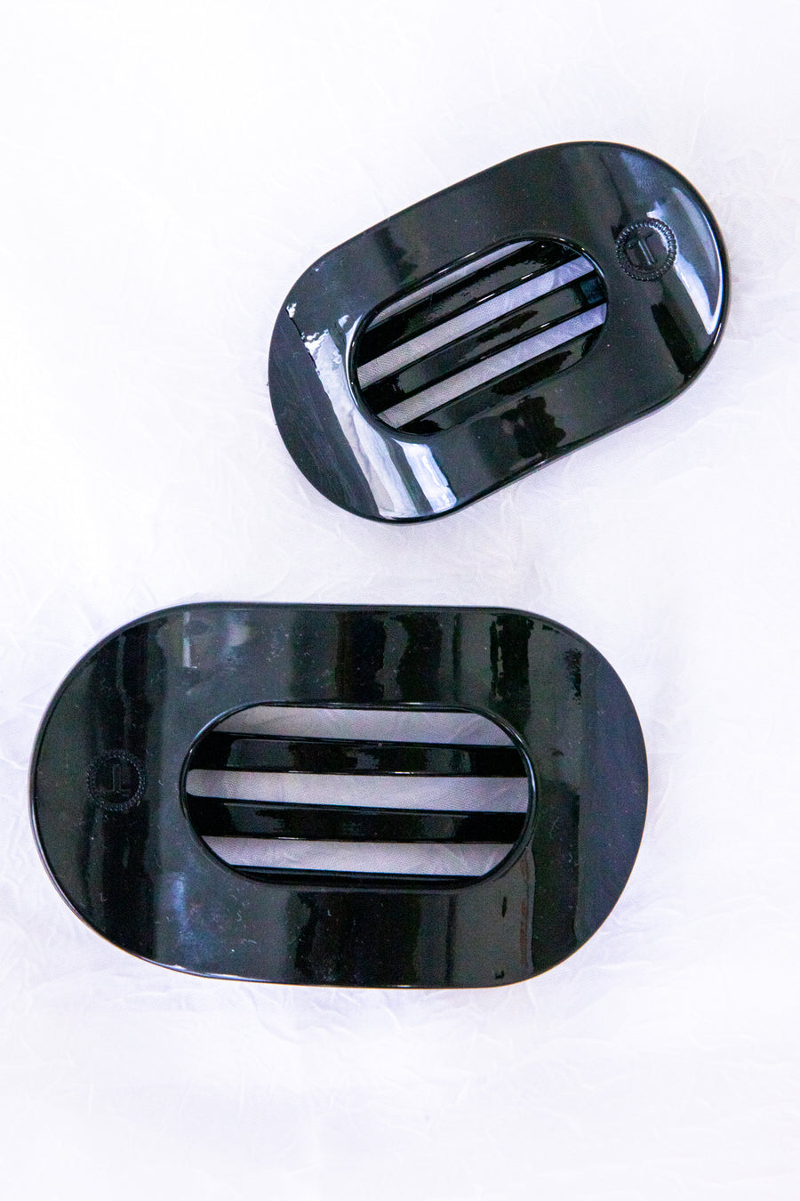 Jet Black Flat Round Hair Clip