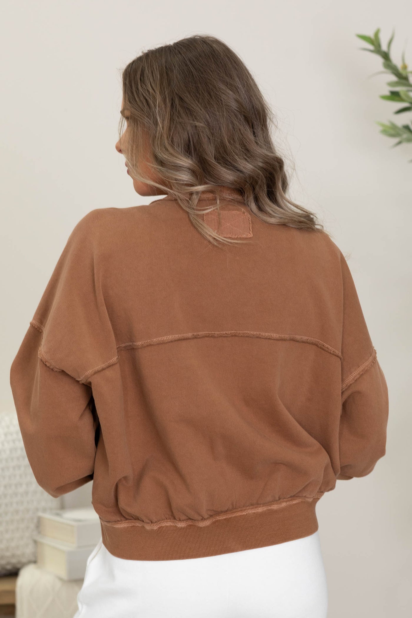 Chestnut Vintage Washed Cardigan With Pockets