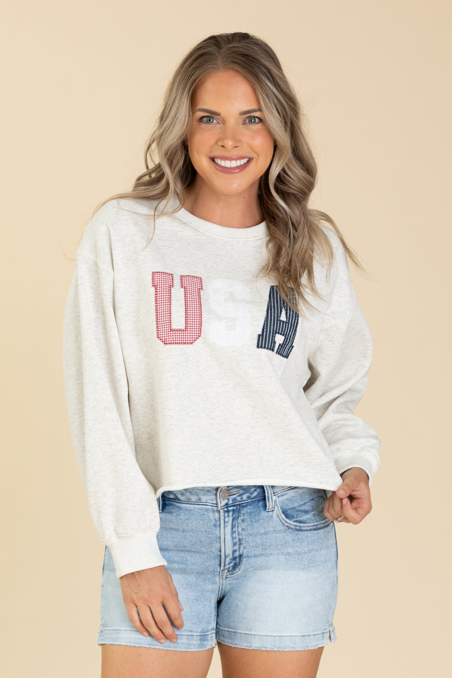 Light Heather Grey USA Novelty Sweatshirt