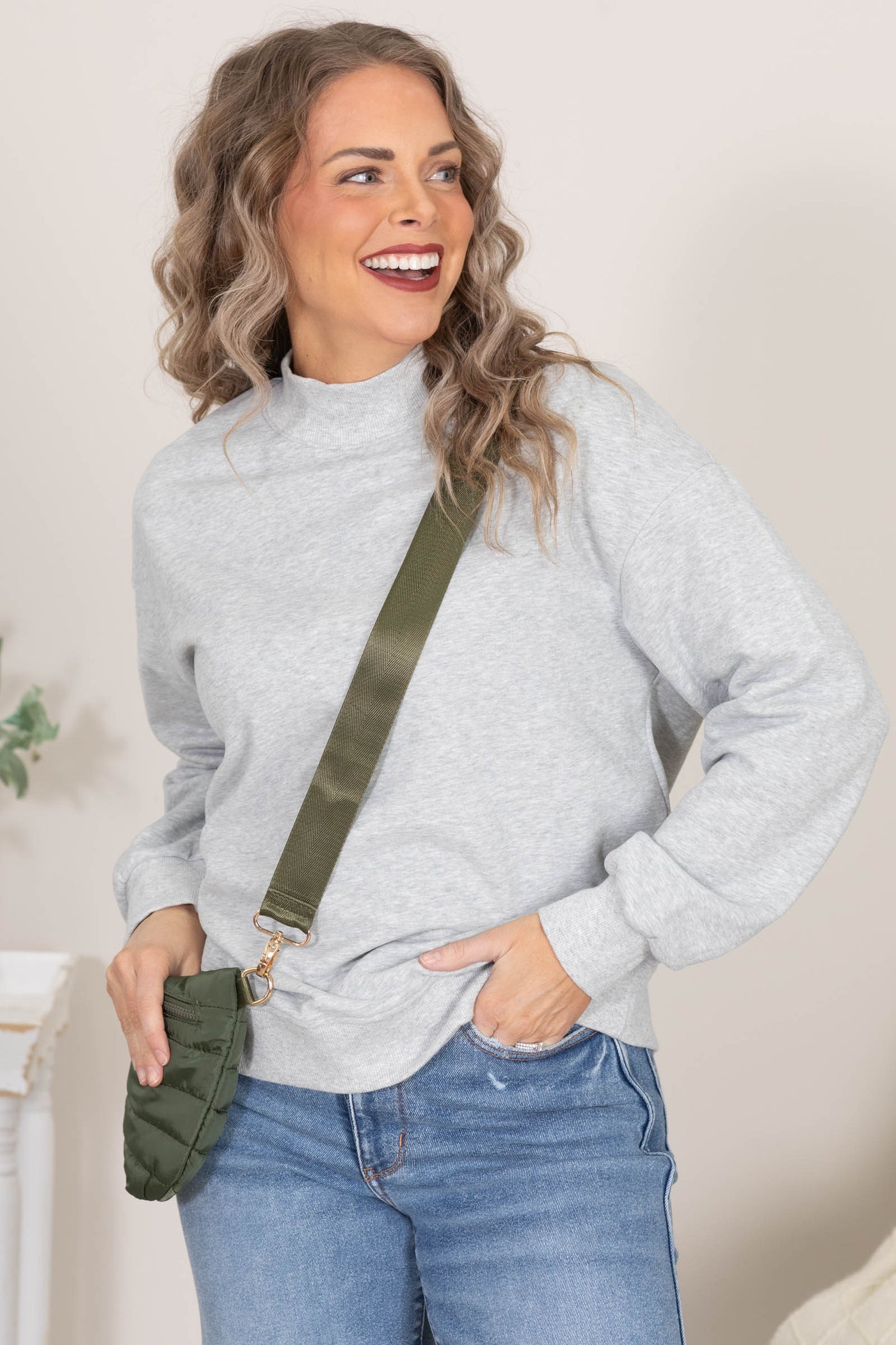 Solid Mock Neck Sweatshirts