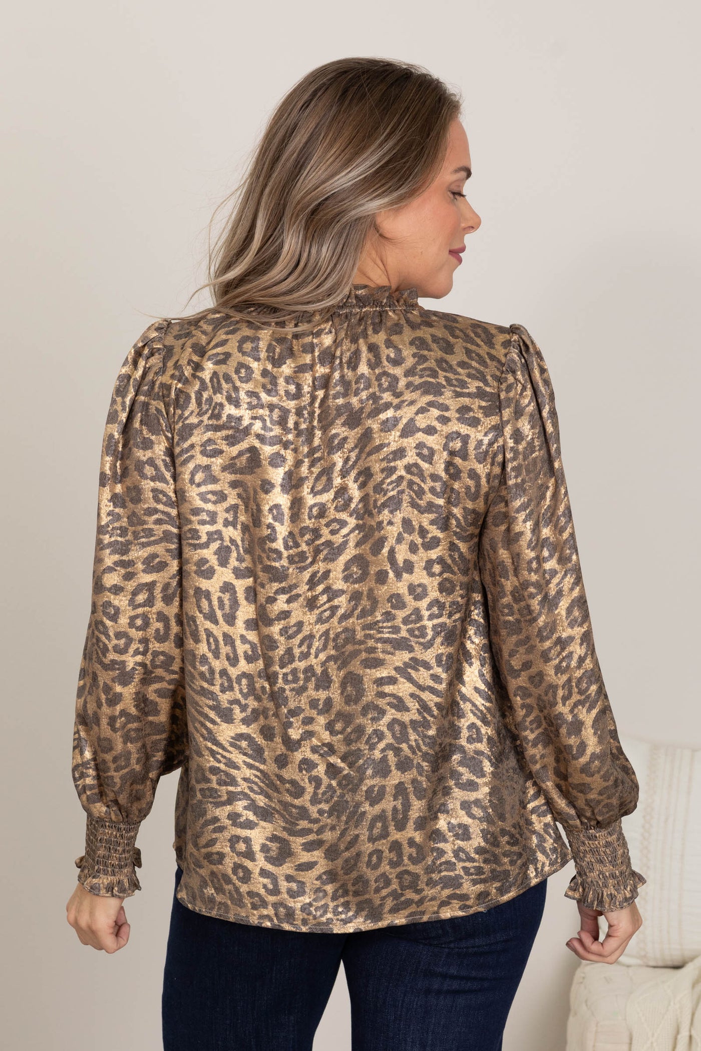 Metallic Gold Leopard Printed Blouse