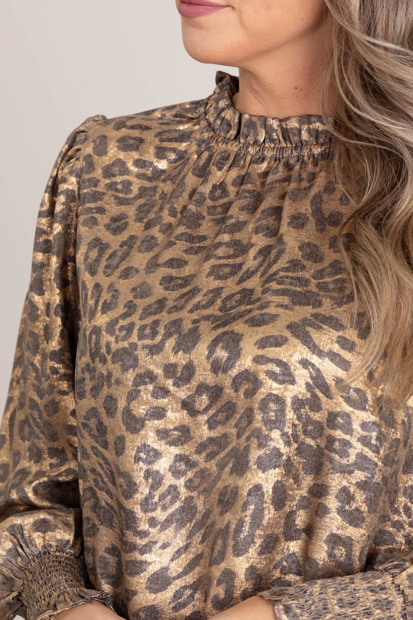 Metallic Gold Leopard Printed Blouse