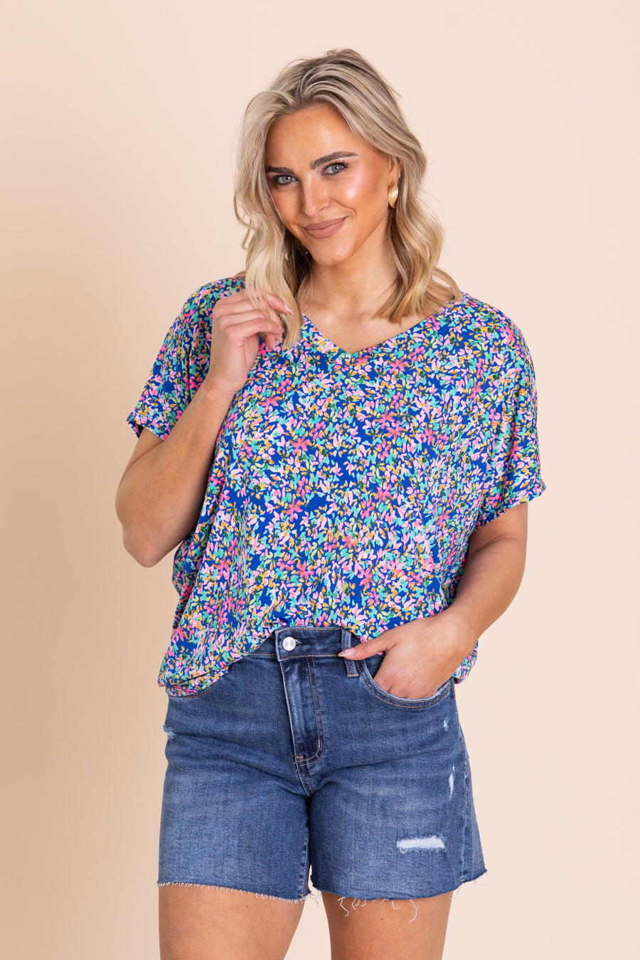 Royal Multicolor Dolman Sadie Wrinkle Free Top