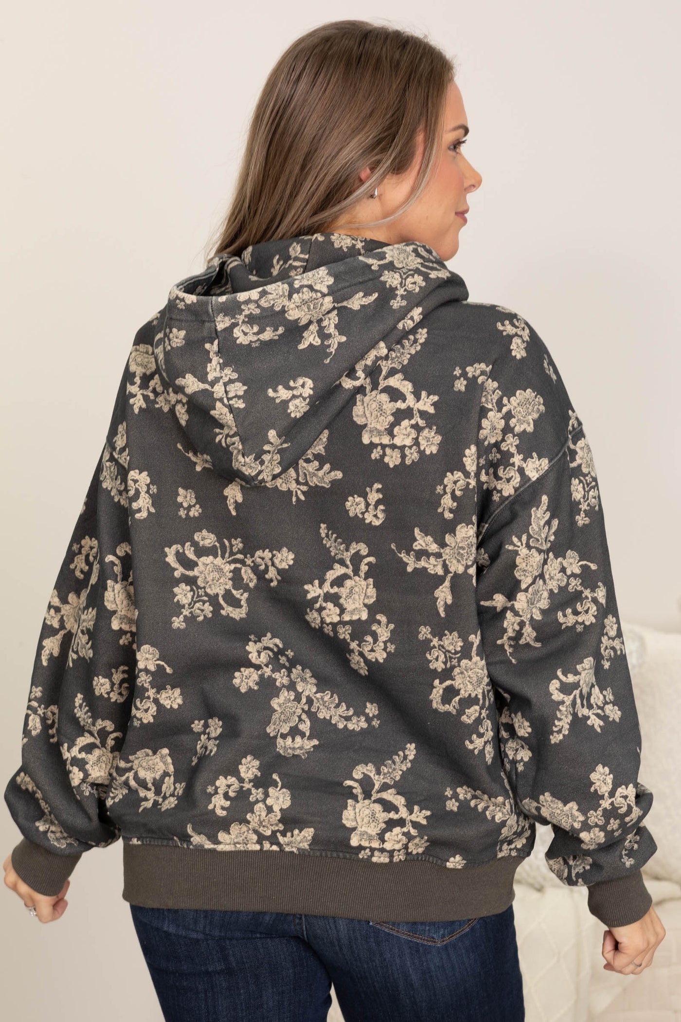 Floral Printed Fleece Hoodies