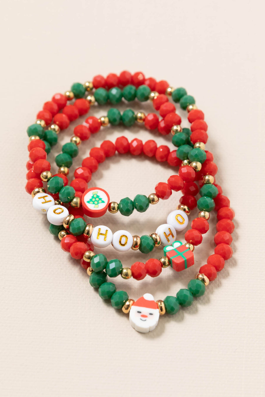 Christmas Glass & Clay Bead Bracelet Set