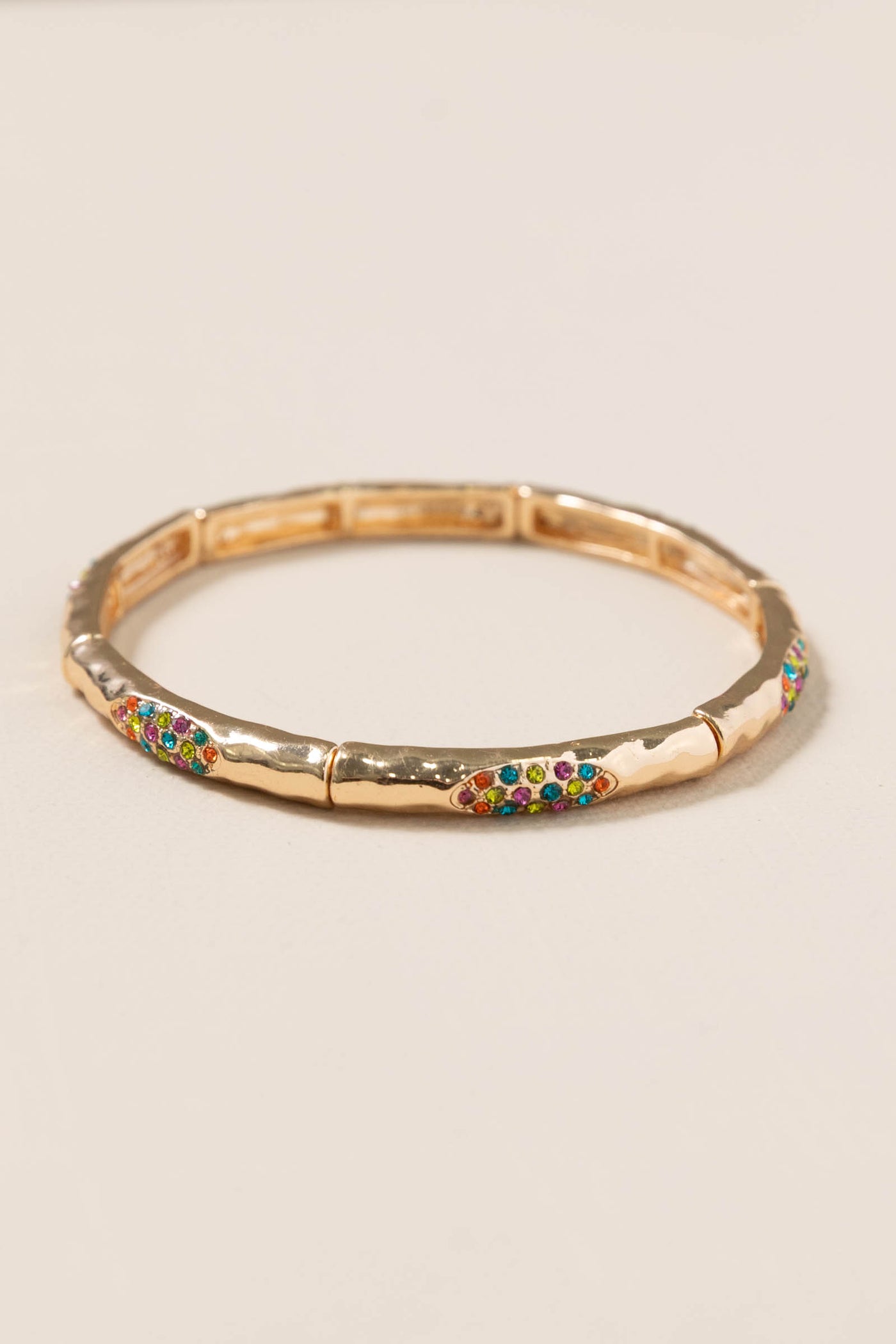 Gold Multi Crystal Accents Stretch Bracelet