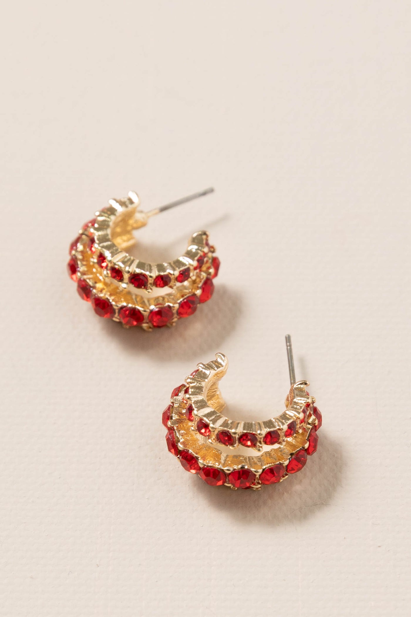 Three Row Rhinestone Earrings