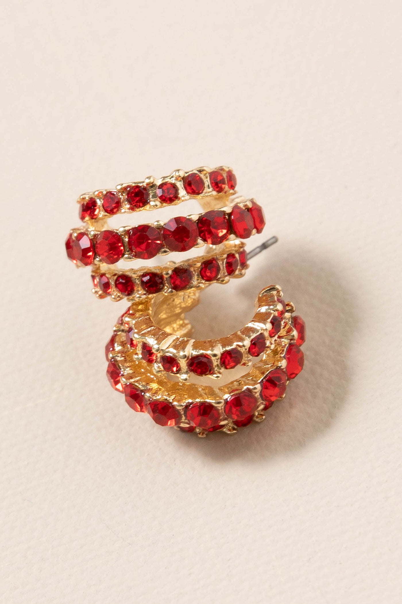 Three Row Rhinestone Earrings