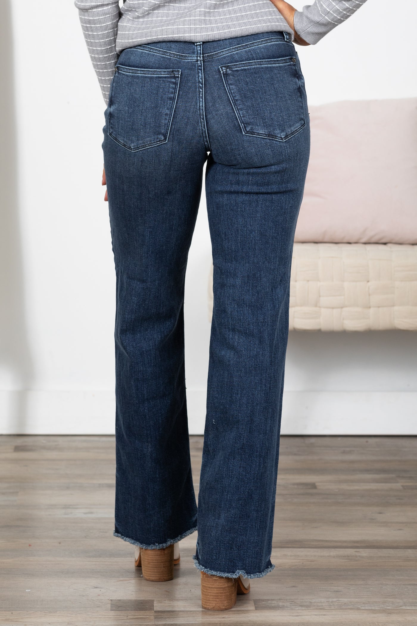 Judy Blue Dark Wash Mid Rise Wide Leg Jeans · Filly Flair