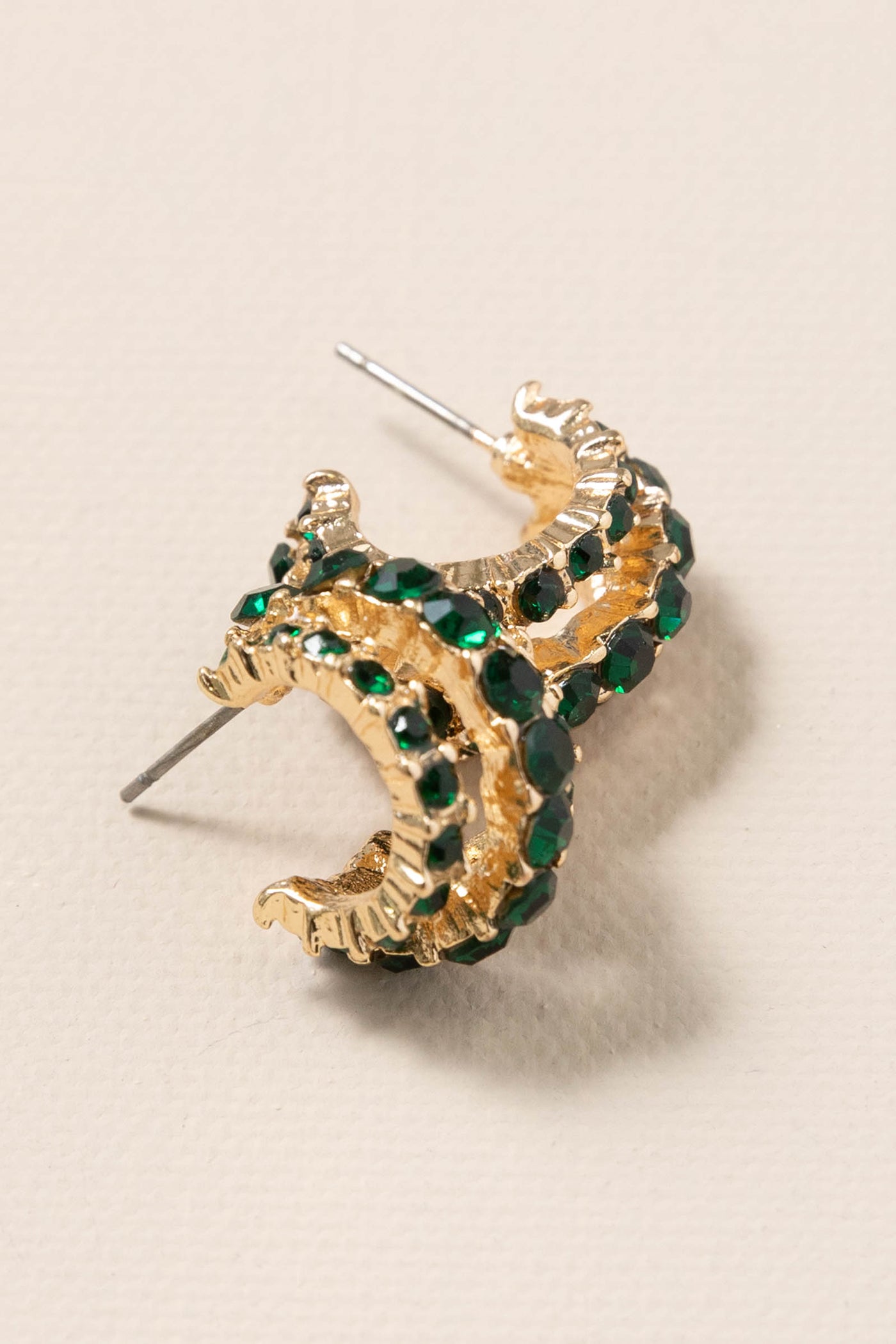 Three Row Rhinestone Earrings