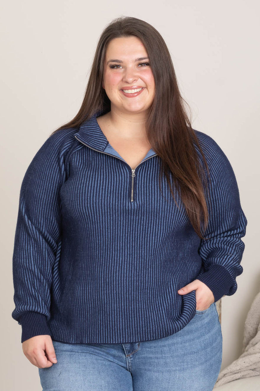 Two Tone Half Zip Sweater