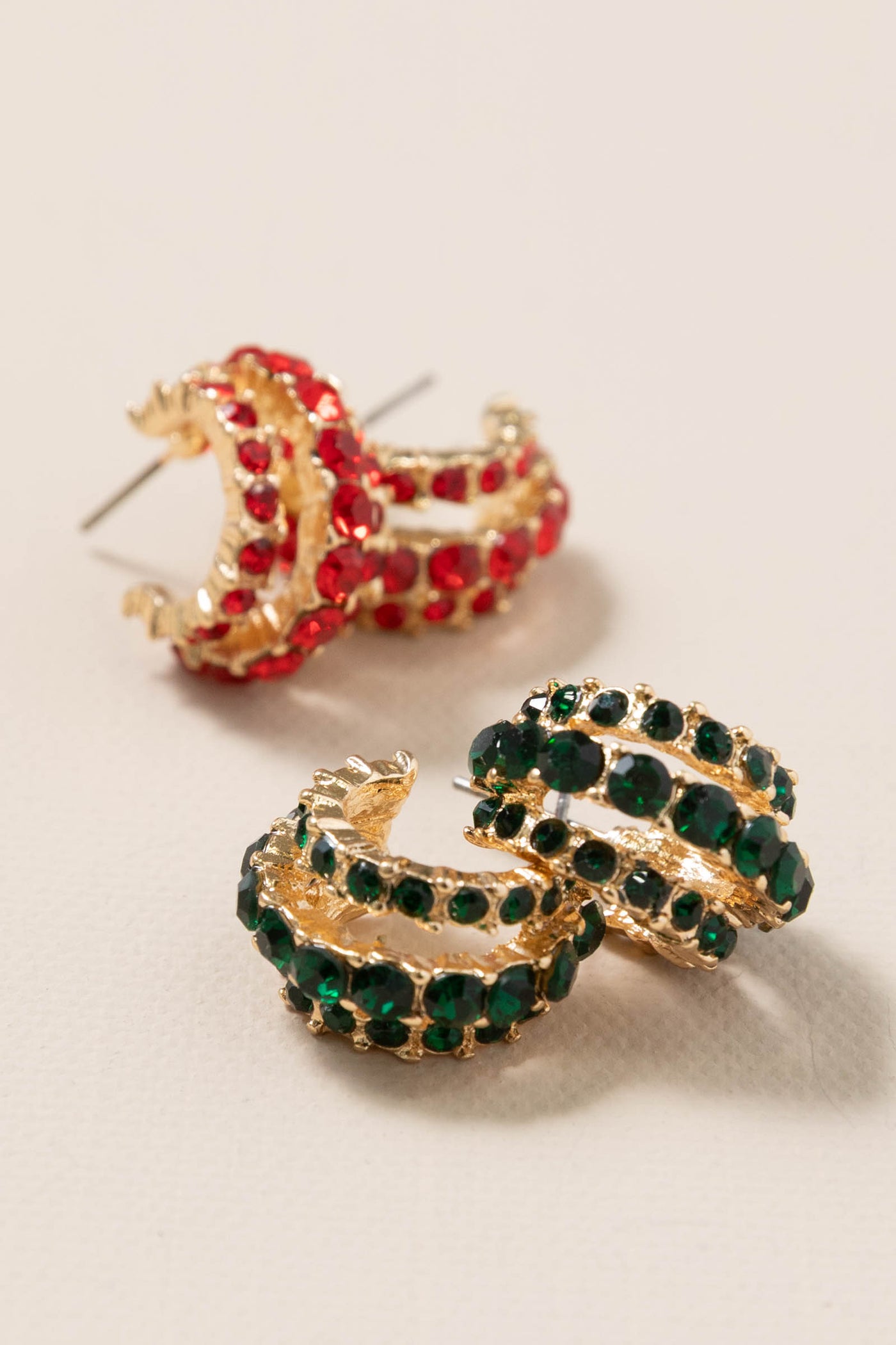 Three Row Rhinestone Earrings