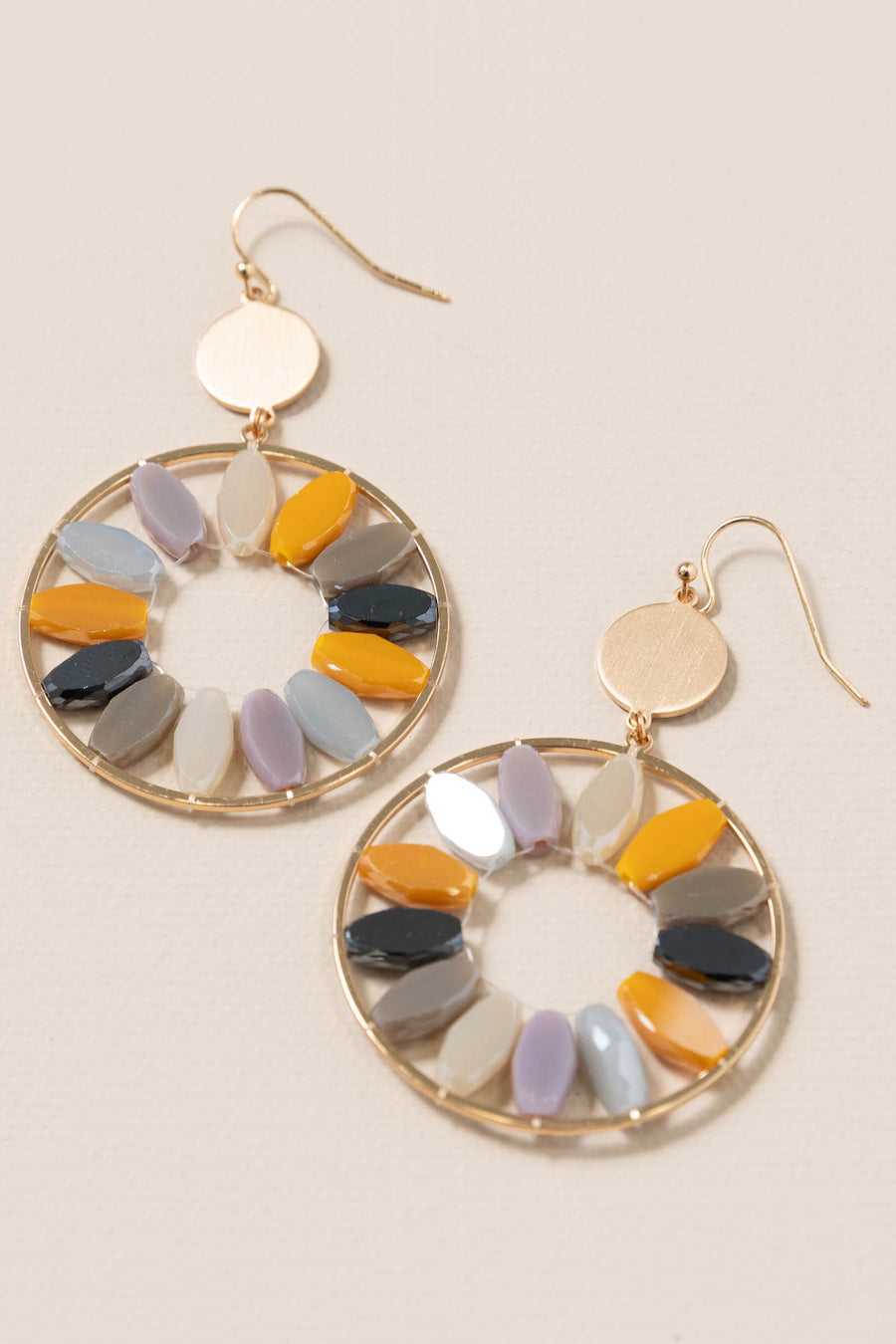 Multi Oval Glass Crystal Circle Earrings