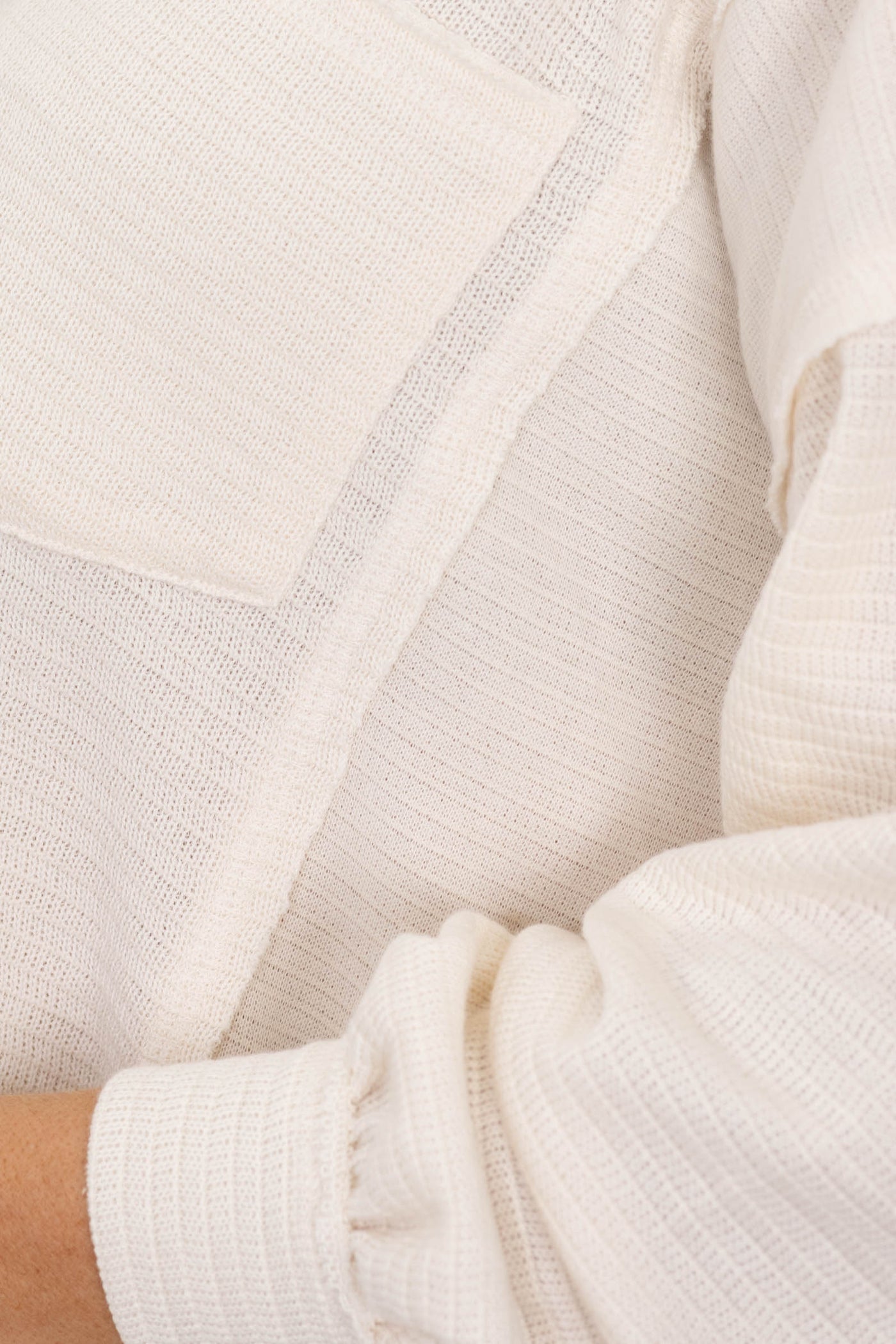 Split Neck Solid Patchwork Knit Tops