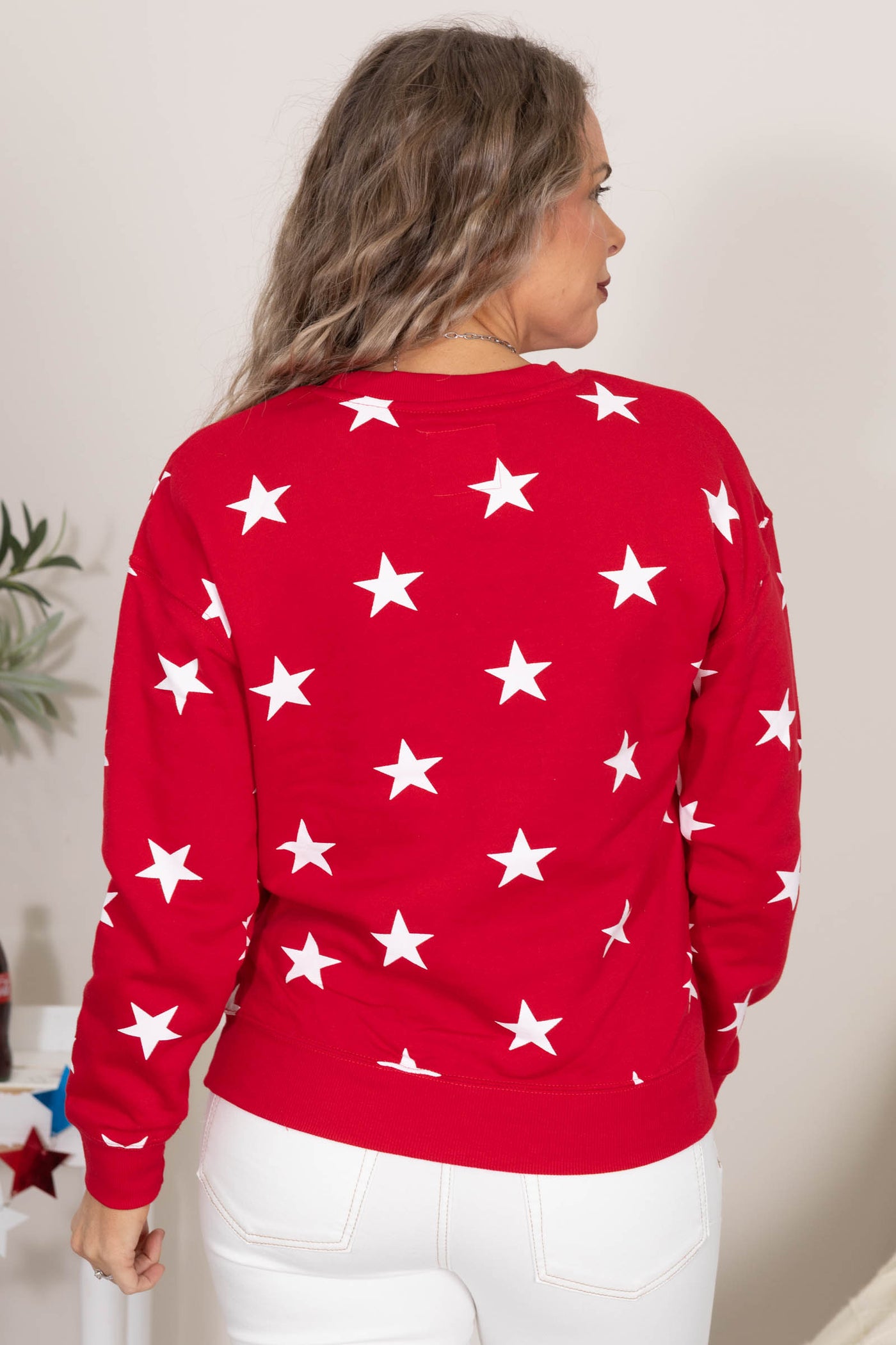 Red All-Over Star Crew Neck