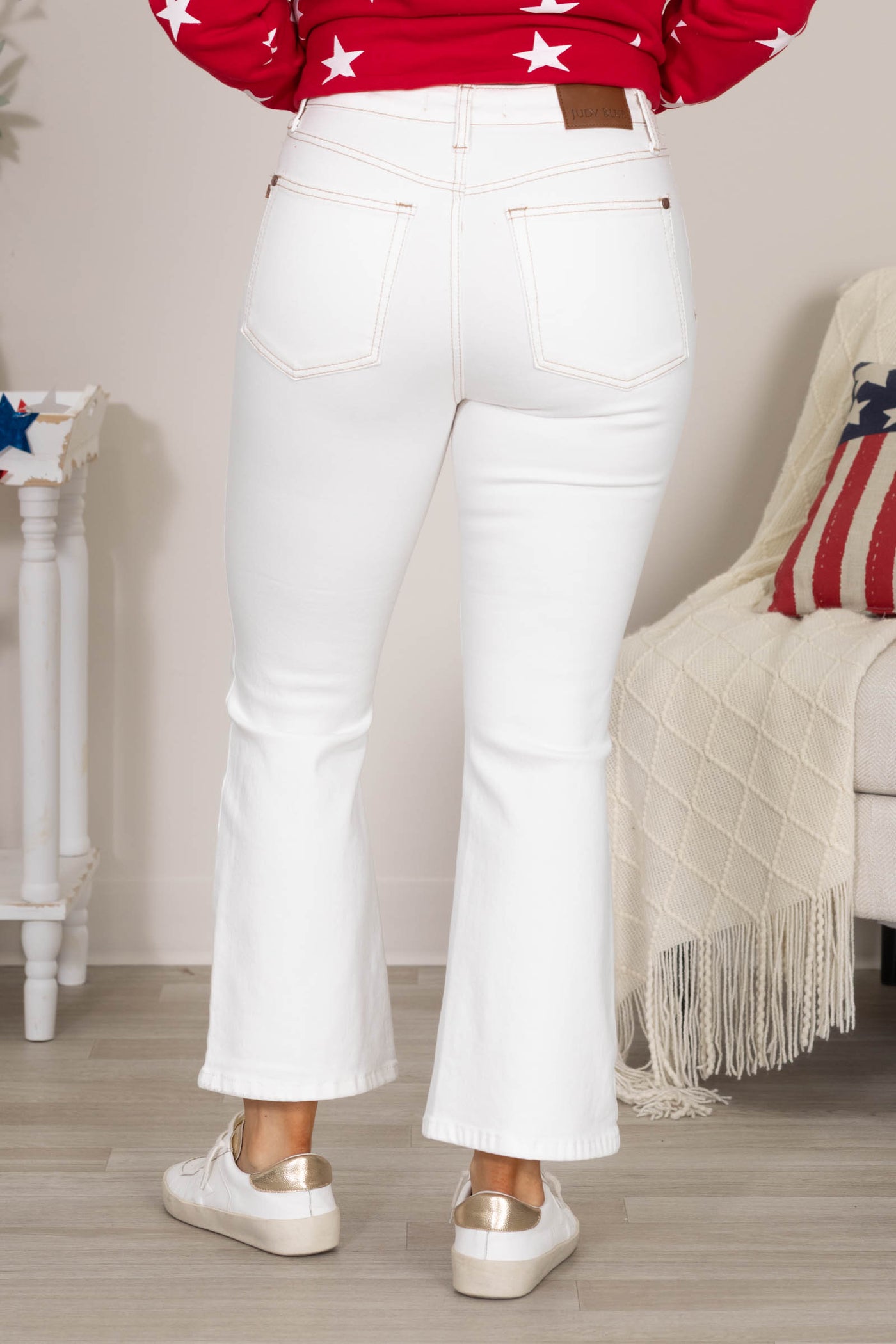Judy Blue Off White High Waist Kick Flare Jean