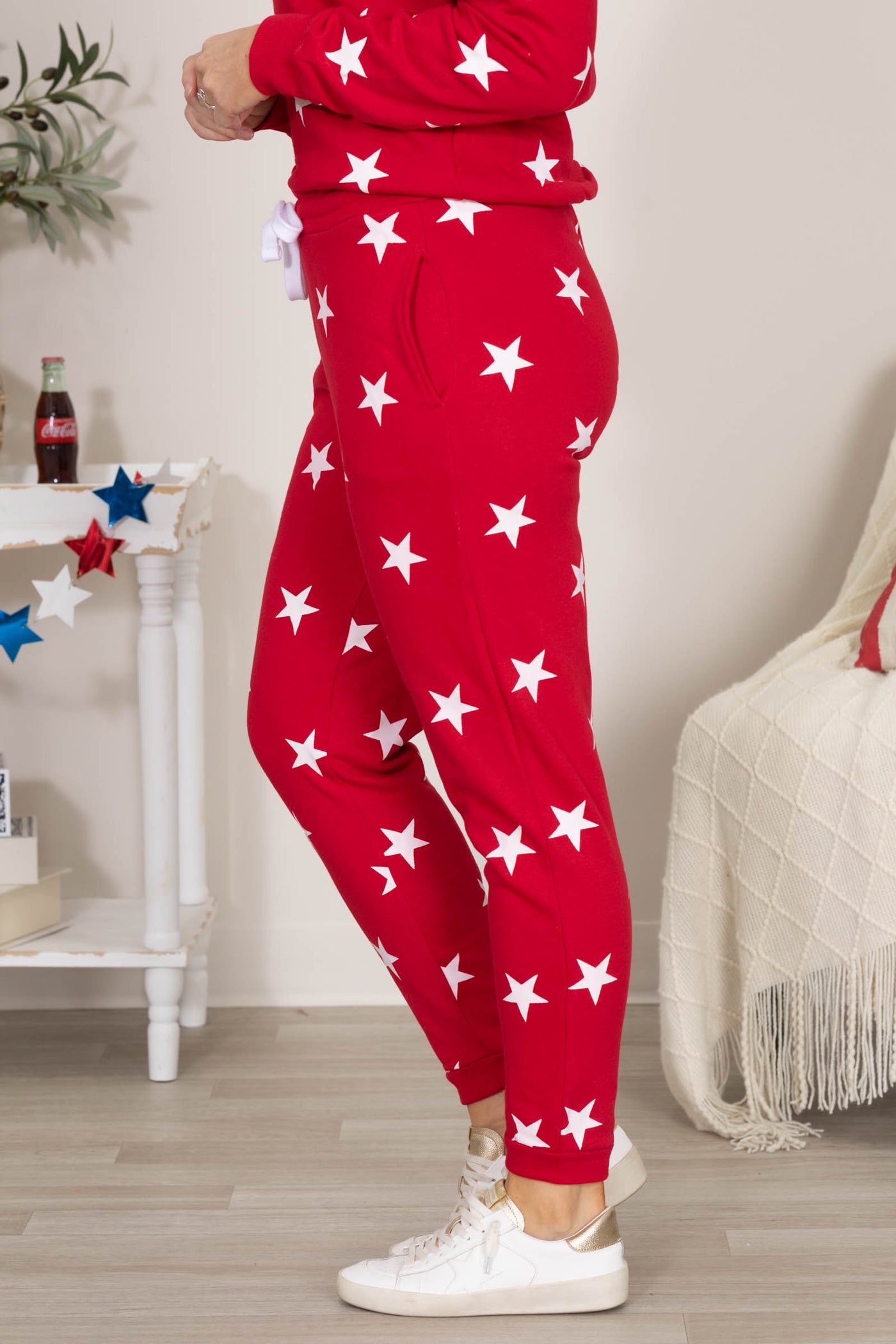 Red All-Over Star Fleece Joggers