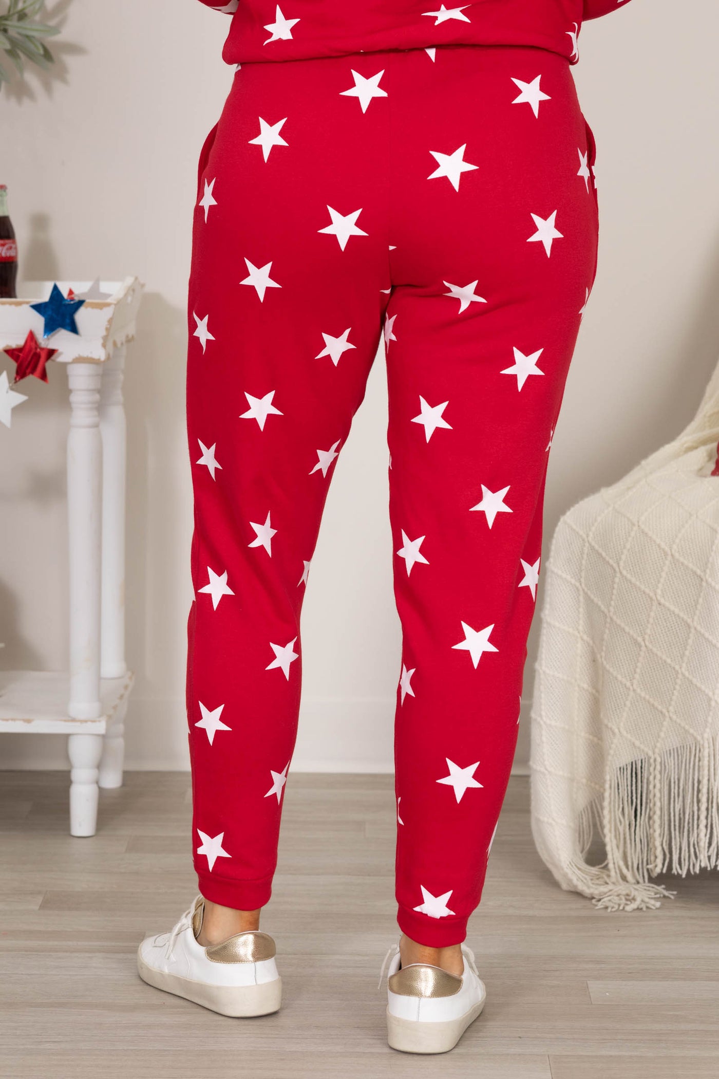 Red All-Over Star Fleece Joggers