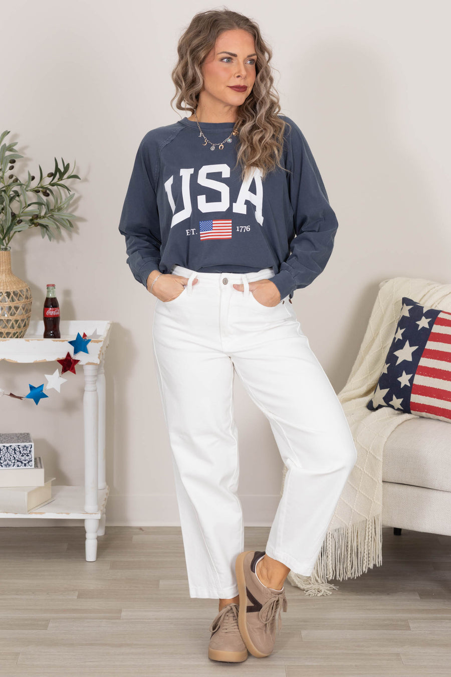 Judy Blue White High Waist Rigid Magic Barrel Jean