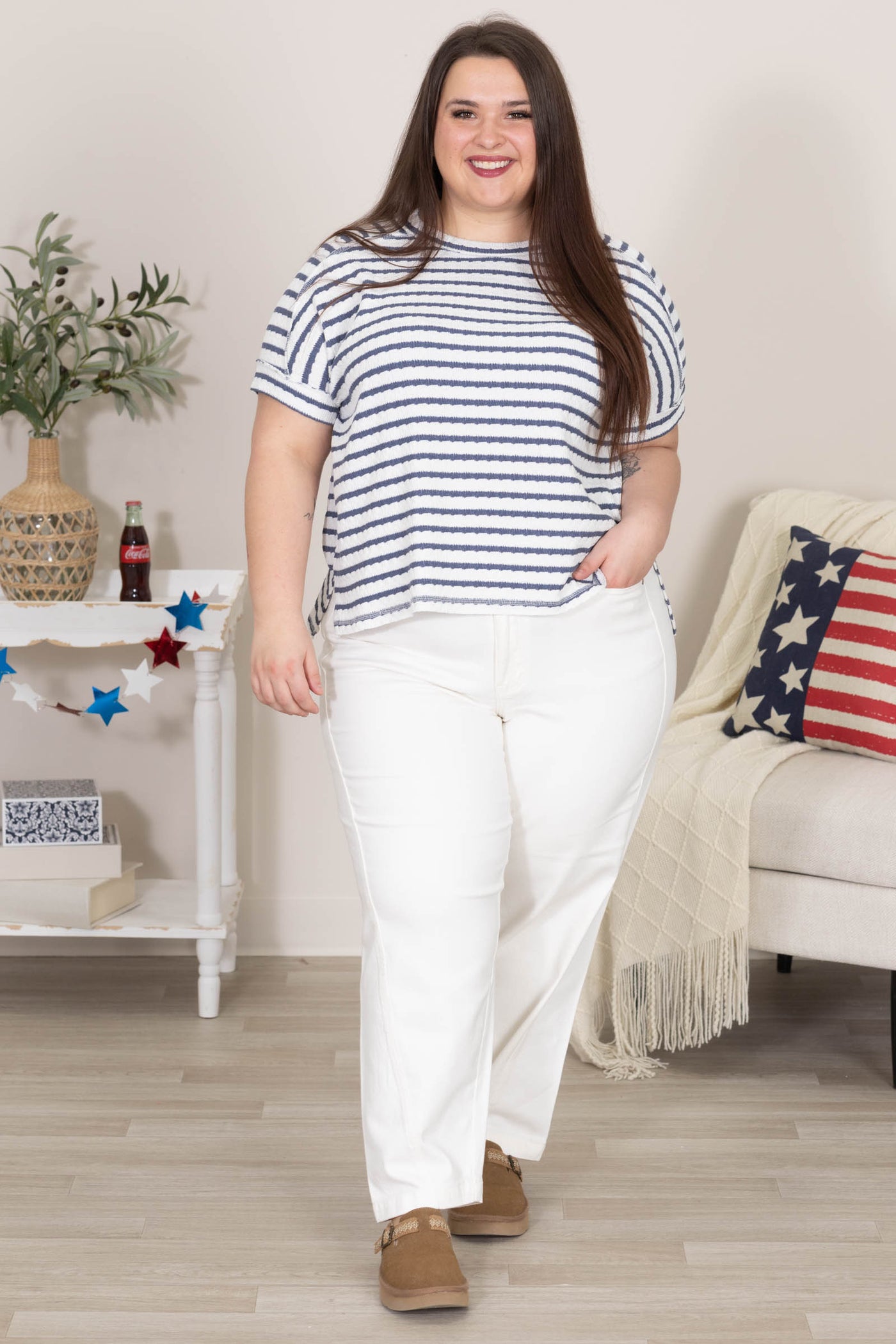 Judy Blue White High Waist Rigid Magic Barrel Jean