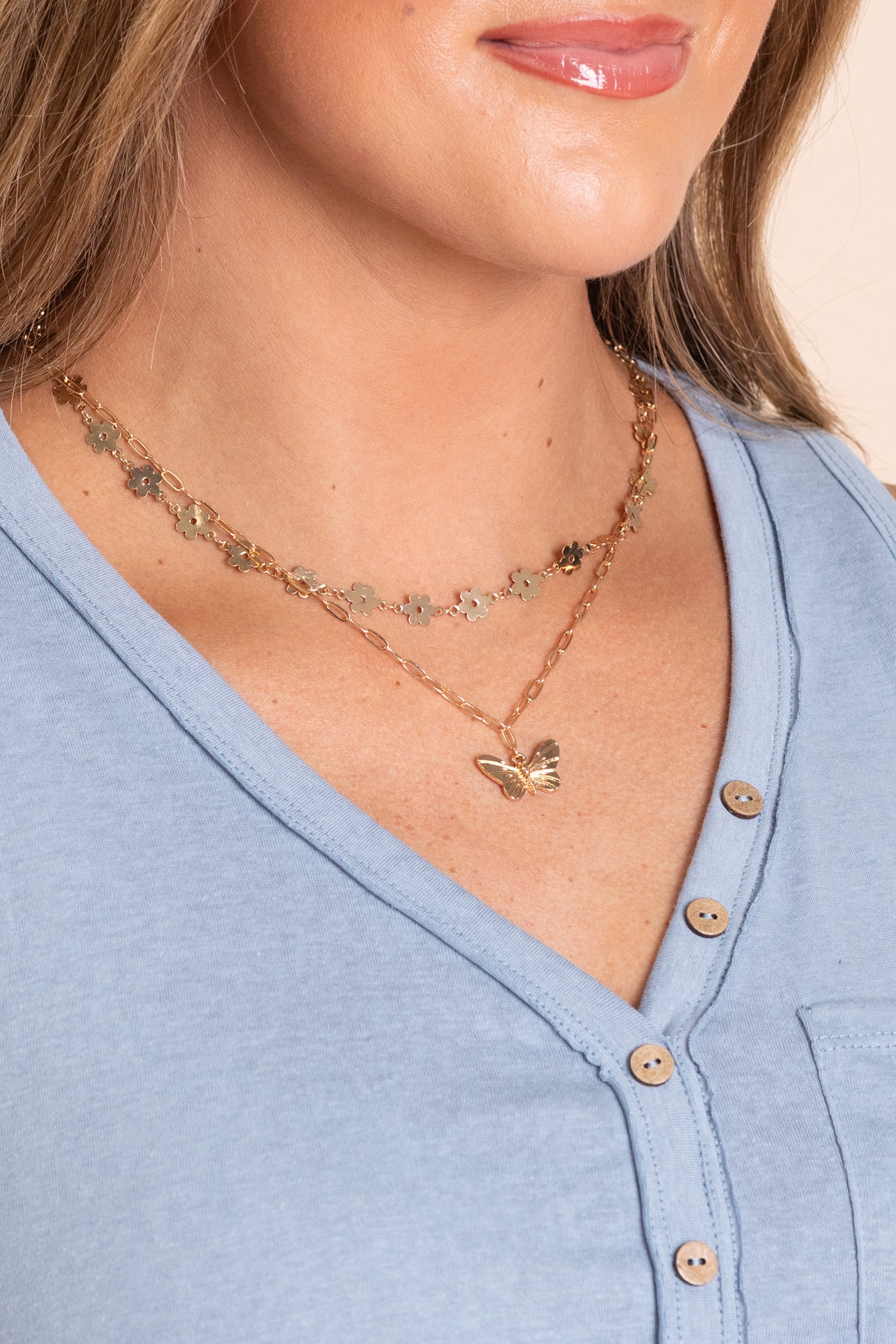 Gold Spring Flyer Layer Necklace