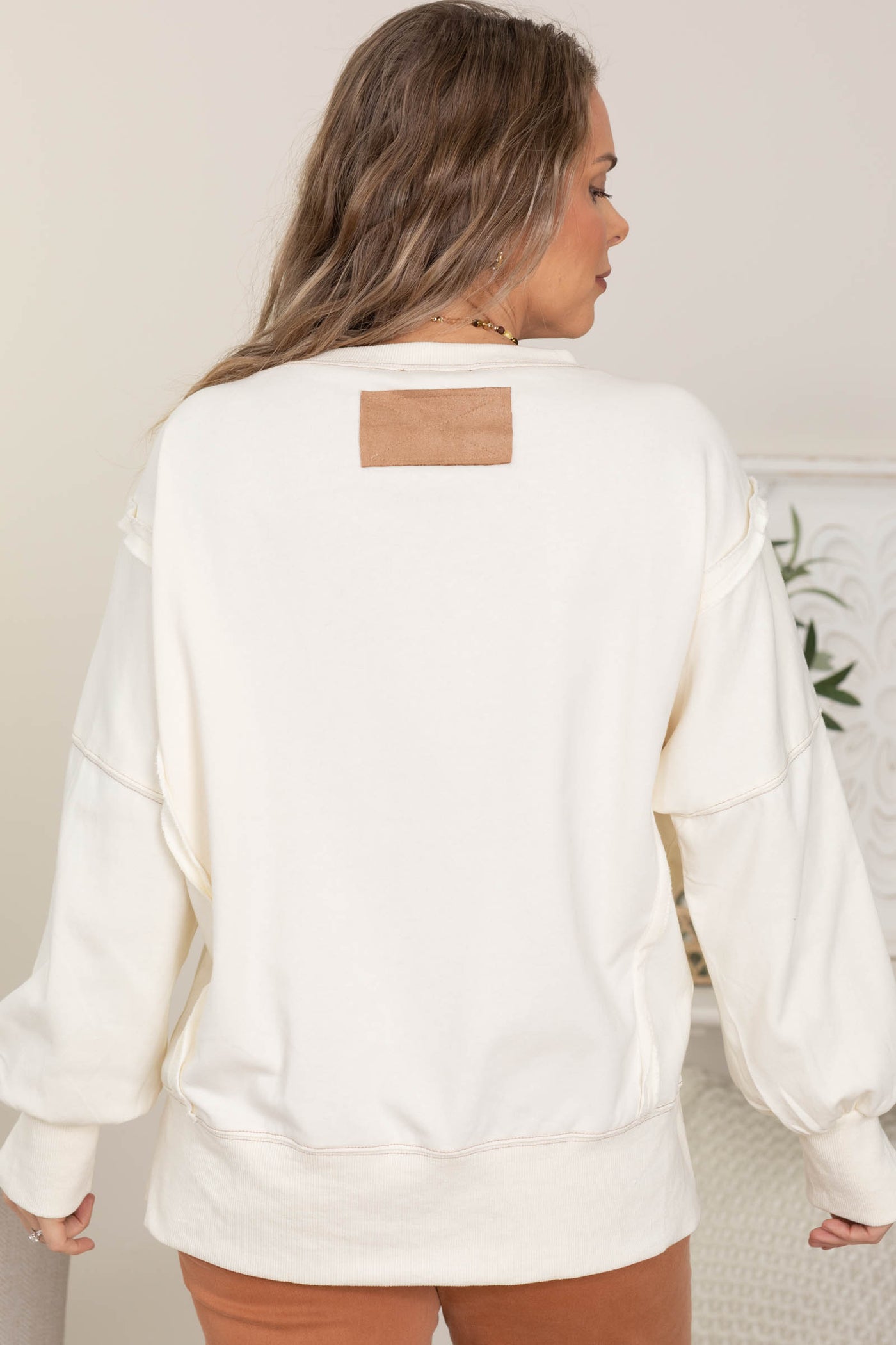 Cream Oversized Sweatshirt With Bull Skull