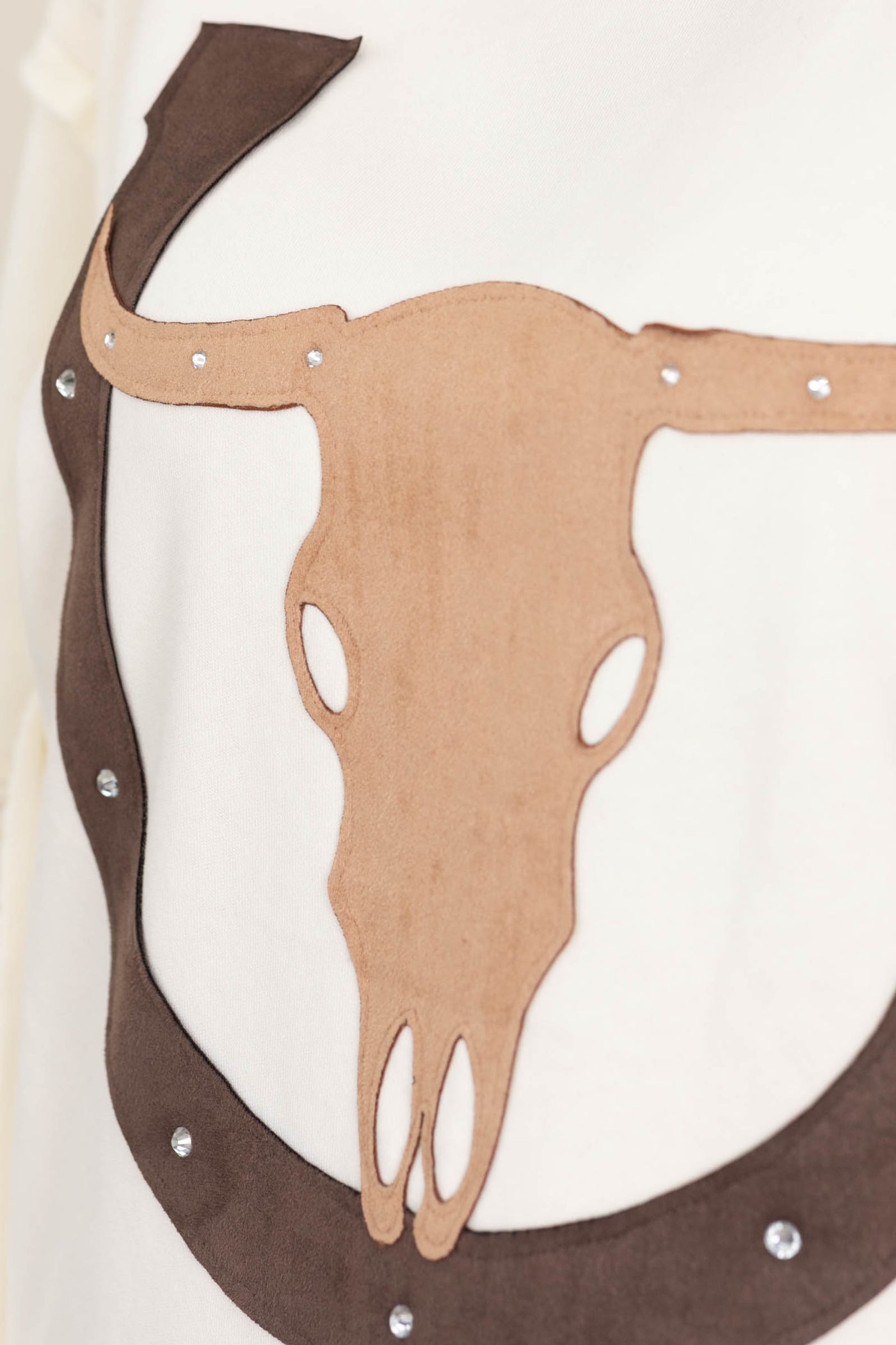 Cream Oversized Sweatshirt With Bull Skull