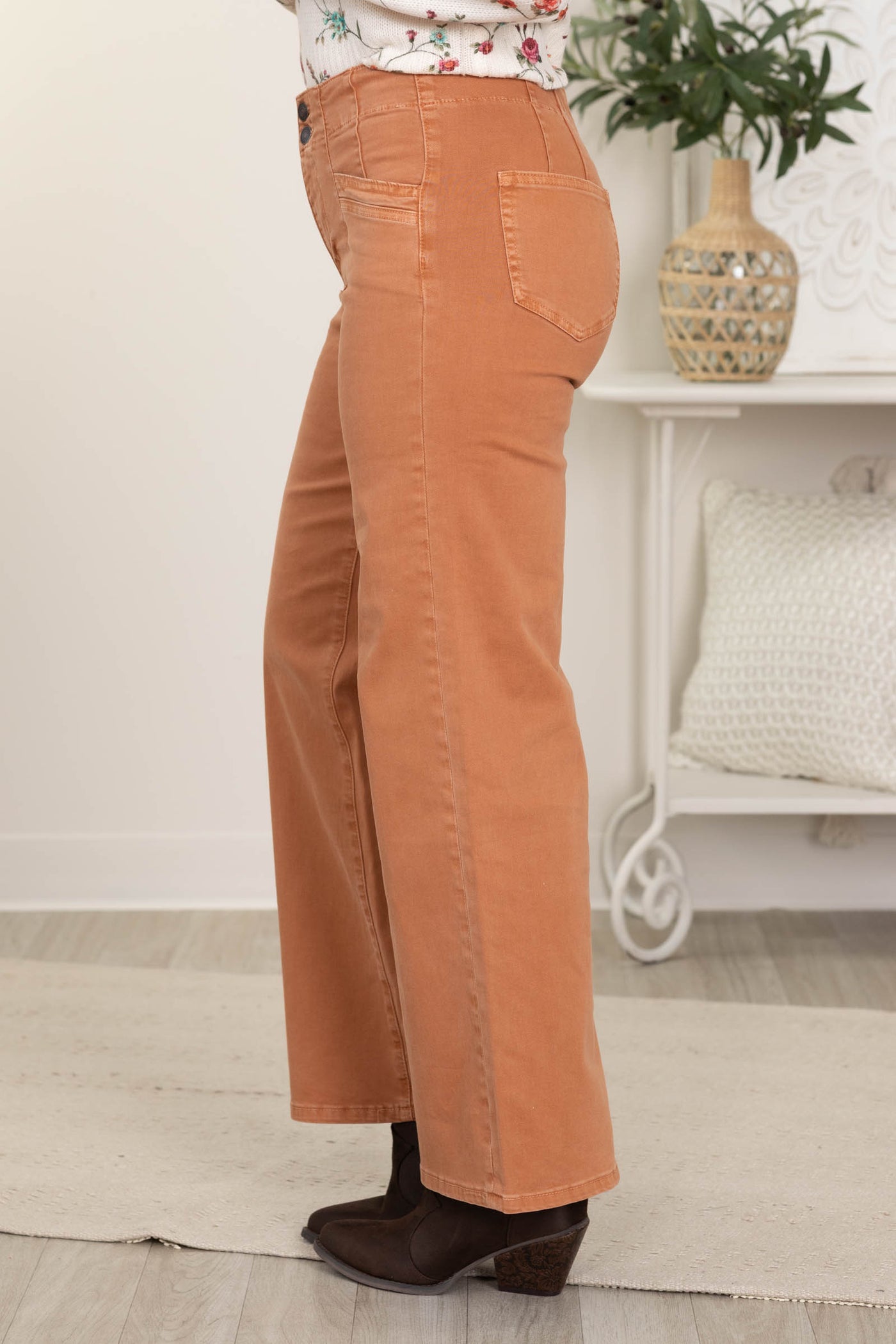 Mica Cinnamon High Rise Wide Leg Jeans