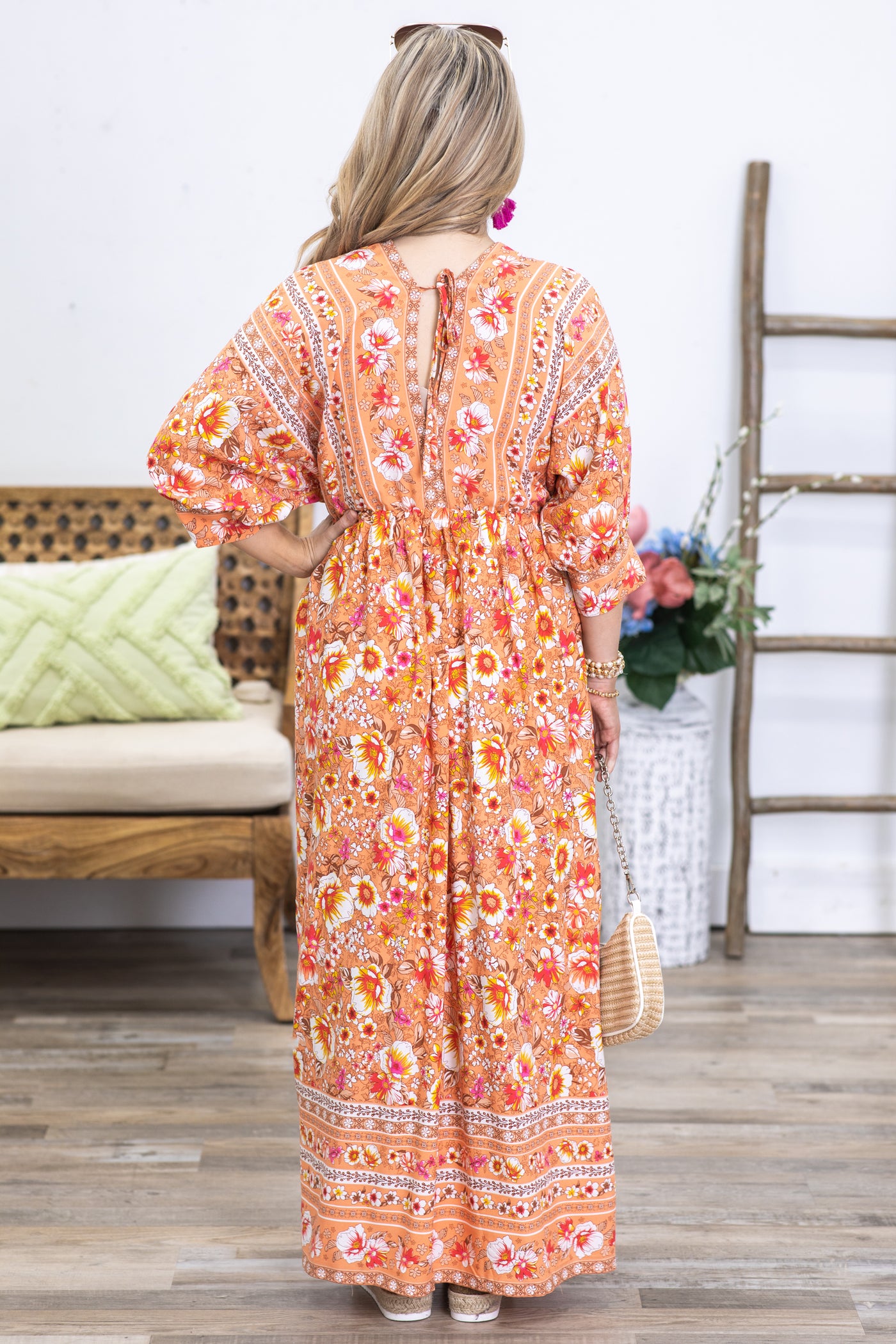 Orange Floral Boho Maxi Dress · Filly Flair