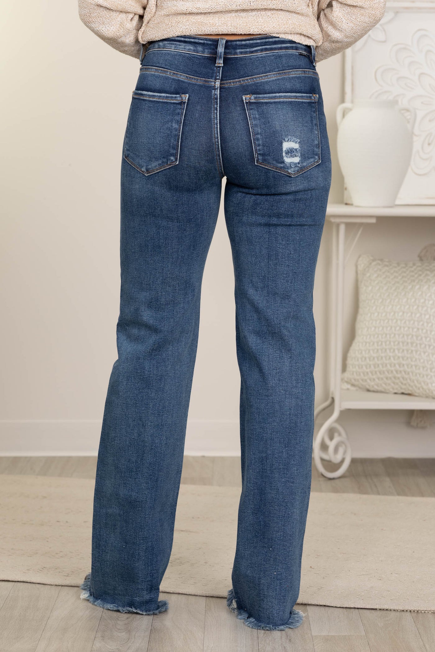 Risen Dark Tummy Control Long Straight Jeans