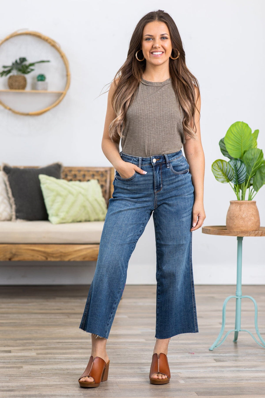 Judy Blue Cropped Wide Leg Jeans - Filly Flair