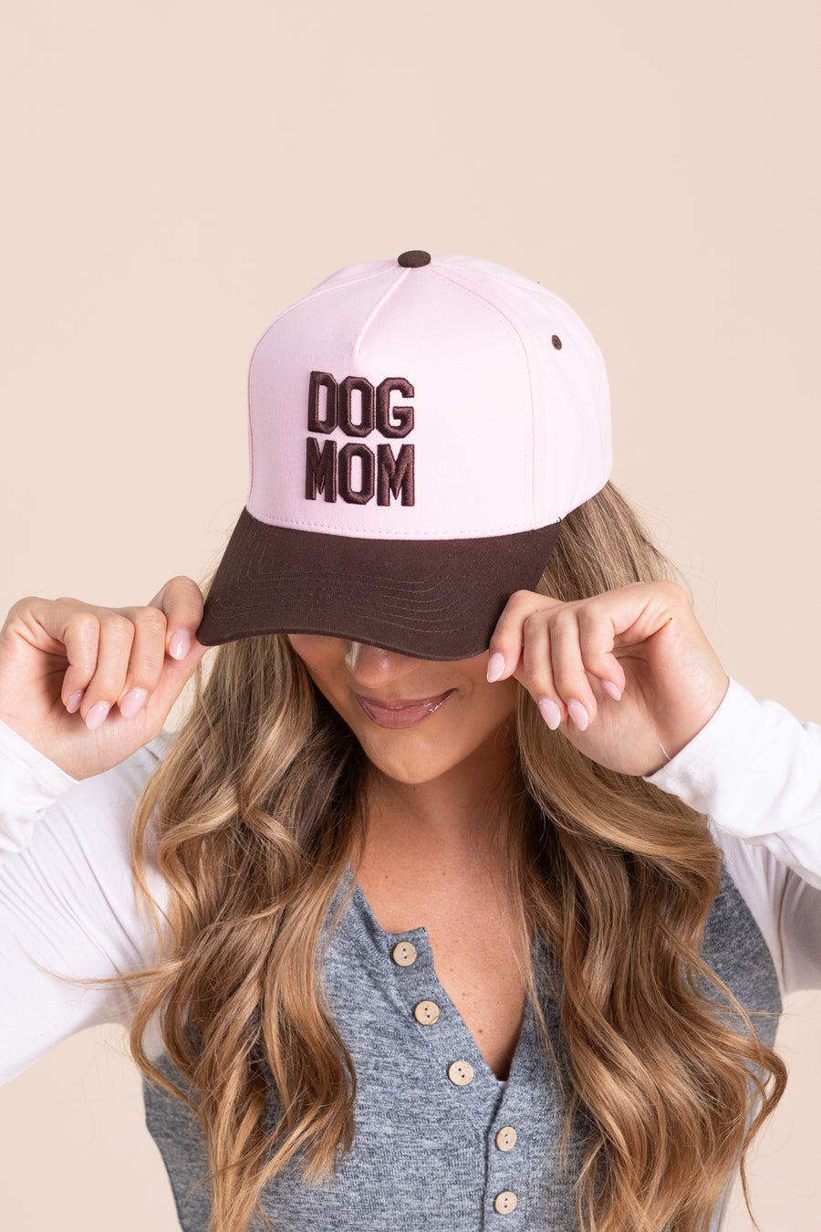 Dog Mom Brown And Pink Trucker Cap